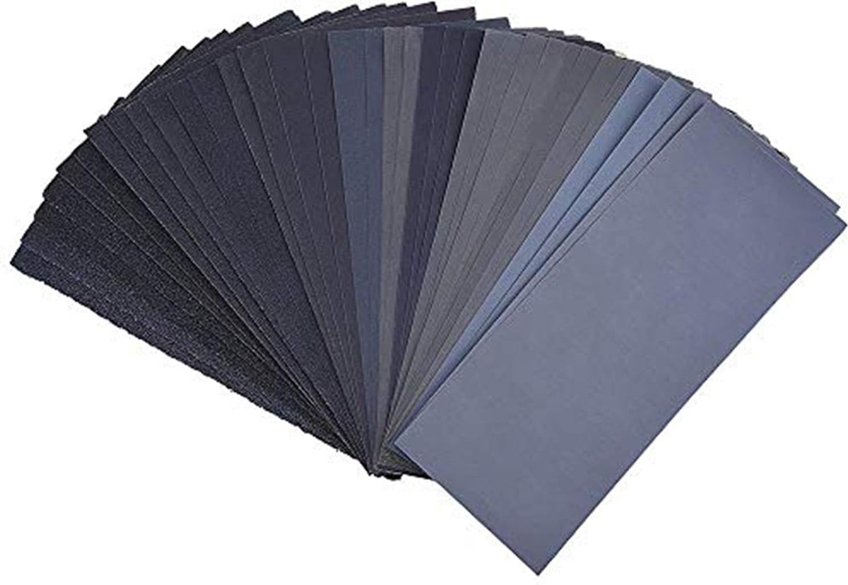Sandpaper set - 36 pieces - Grit 320/400/ 600/800/ 1000/1200/ 1500/2000/ 2500/3000/ 4000/5000 - Car polishing / Furniture / Metal - Image 1