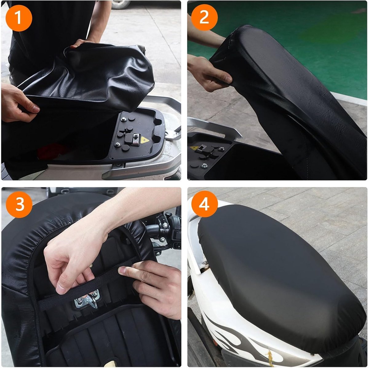 Seat cover for electric vehicles and motorcycles - Waterproof - Scratch-resistant - PU - 60*80 cm - Black - Image 2