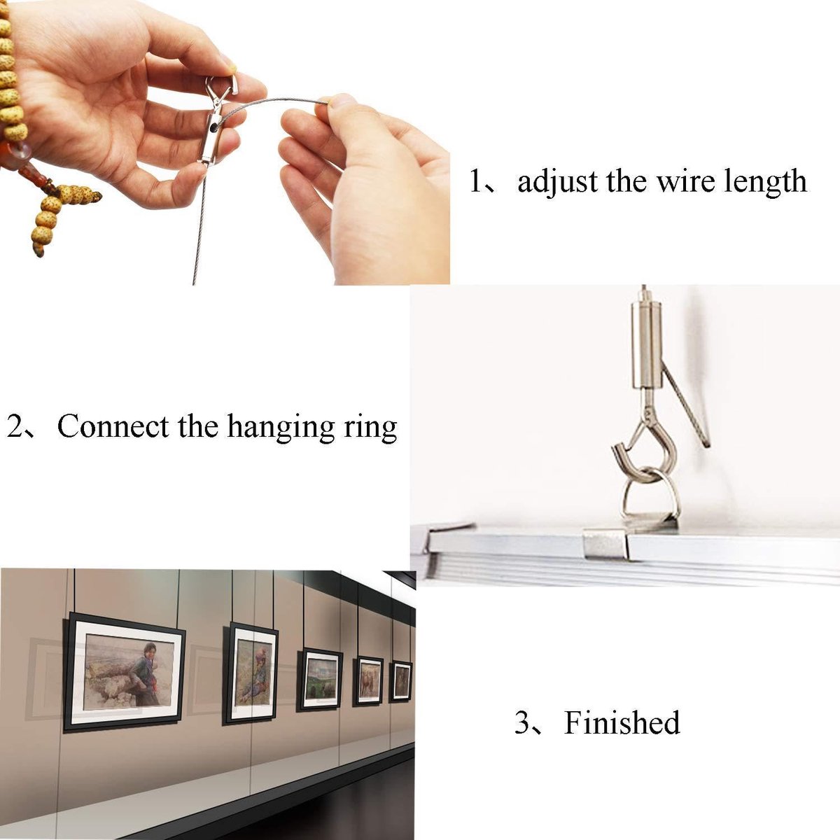 Steel Cable - 3 Pieces - Stainless Steel Single Hook - 2m*1.5mm - Durable - Outdoor and Indoor - Flexible and Durable - For Tent Rope, Clotheslines & Outdoor Lighting - Image 3