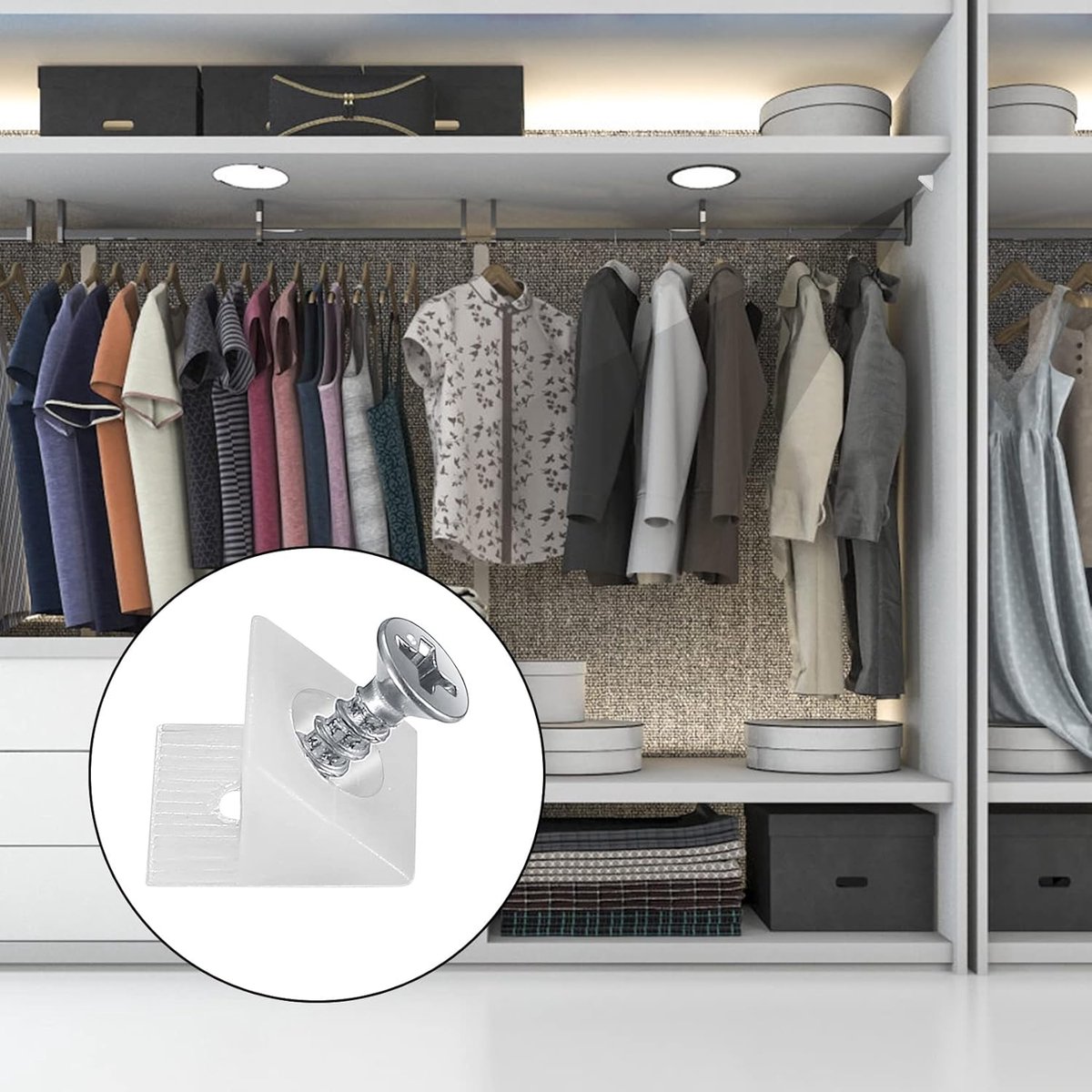 120 Pieces - Wedges - Screw Fastener - Cabinet Installation Kit - Drawer Back Supports - Drawer Repair Kit with Screws - Furniture Drawer Sagging Repair Mend Mending Wedges - Cabinet Shelf Support - Shelf Support - White - Image 4