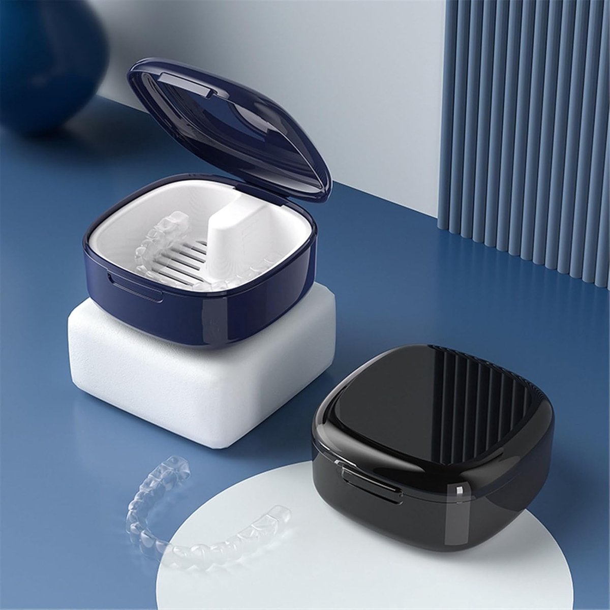 Denture box - 8*8.5*4cm - Denture tray - Braces tray - black - storage box denture tray - Denture cup - Braces cleaning baths - plastic - Image 2