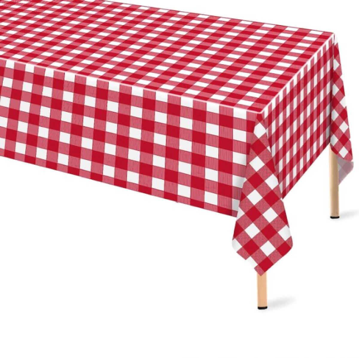 Tablecloths - Tablecloth - PEVA - Rectangular tablecloth - Water-repellent - Indoor and outdoor - Picnic tablecloth - Red checked tablecloth - Suitable for picnics, camping and parties - 137 x 274cm - Red - Image 1