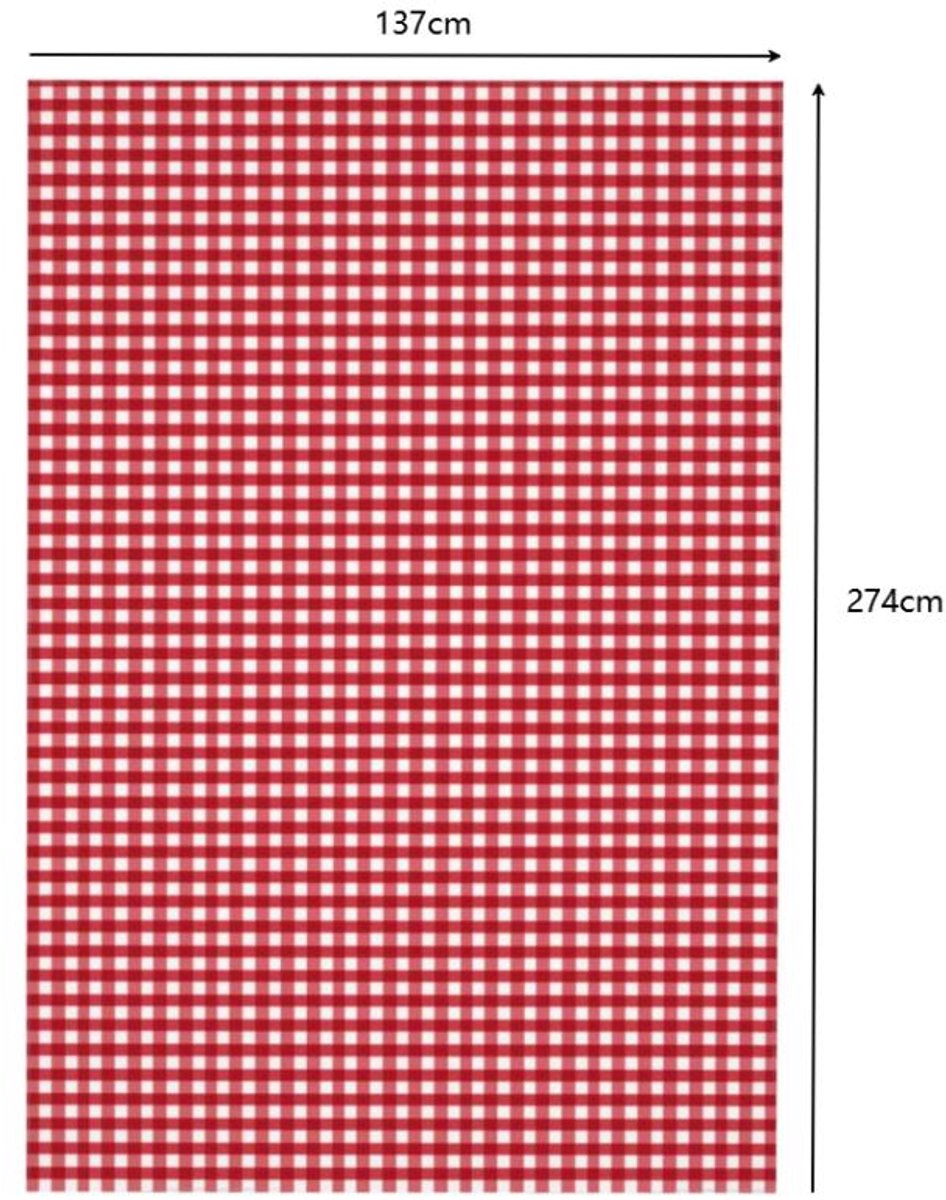 Tablecloths - Tablecloth - PEVA - Rectangular tablecloth - Water-repellent - Indoor and outdoor - Picnic tablecloth - Red checked tablecloth - Suitable for picnics, camping and parties - 137 x 274cm - Red - Image 5