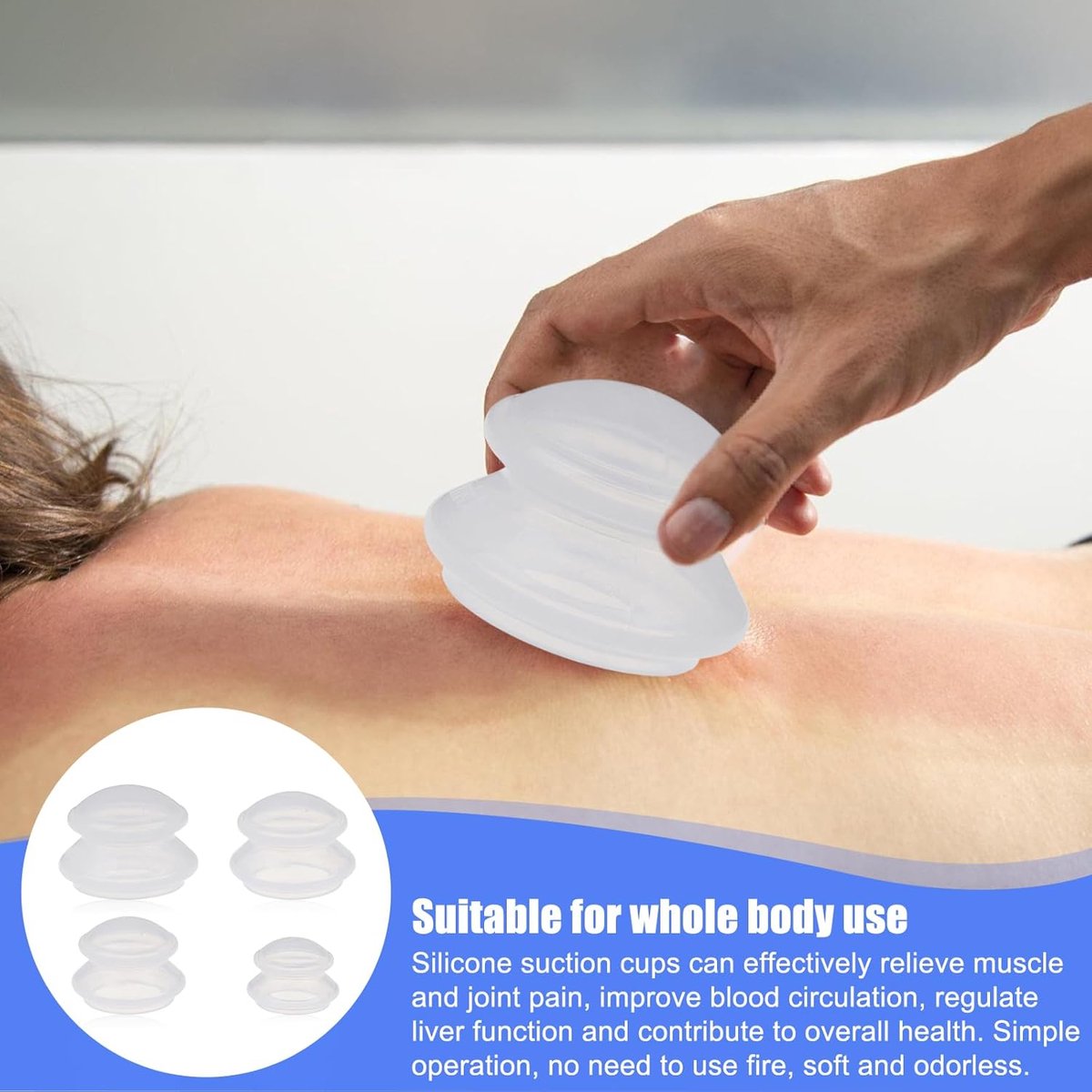 4 pieces silicone cups - Cupping cups - Cupping Set - Cellulite Cups - Cupping For Cellulite - vacuum cup - For reducing cellulite anti-aging relieves pain and joints for buttocks, neck, body - Transparent - Image 3