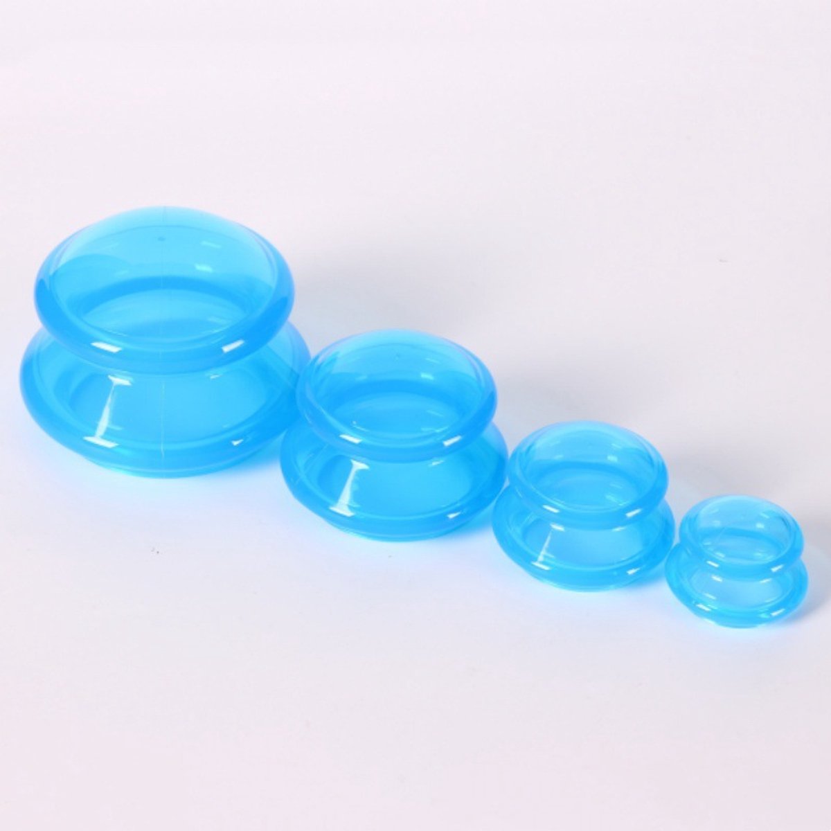 4-piece Cupping cup - Cupping cups - silicone cups - Cupping Set - Cupping For Cellulite - vacuum cup - For reducing cellulite anti-aging relieves pain and joints for buttocks, neck, body - blue - Image 1