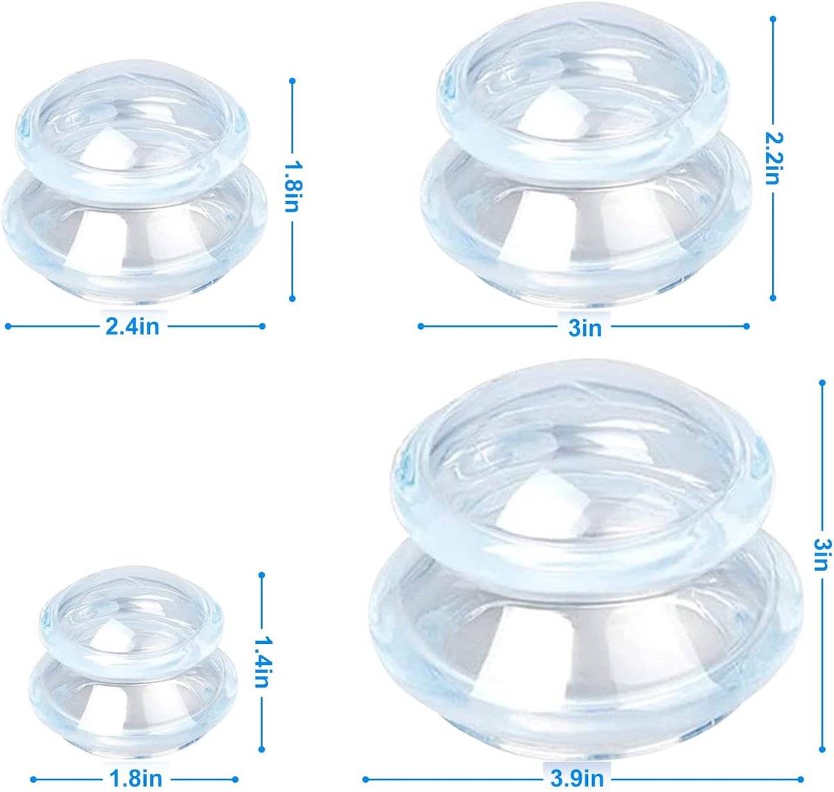 4 pieces silicone cups - Cupping cups - Cupping Set - Cellulite Cups - Cupping For Cellulite - vacuum cup - For reducing cellulite anti-aging relieves pain and joints for buttocks, neck, body - Green - Image 4
