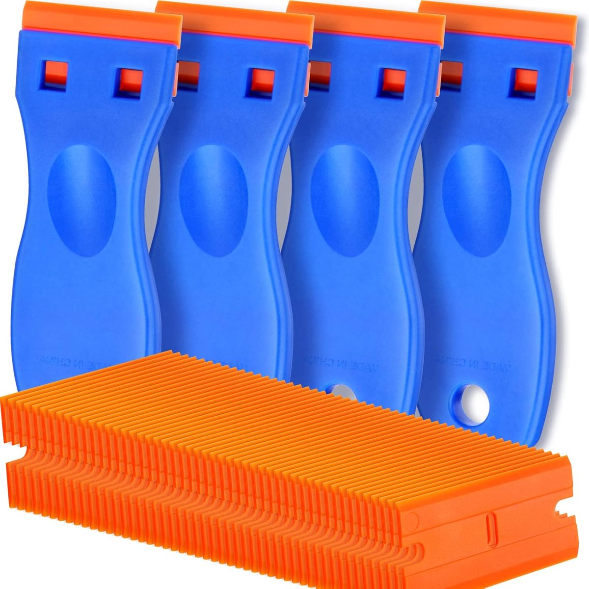 Cleaning Scraper - 4 Pieces (With 100 Blades) - Ceramic Hob Scraper/Car Film Scraper - Glass Scraper - Hob Scraper - Image 1