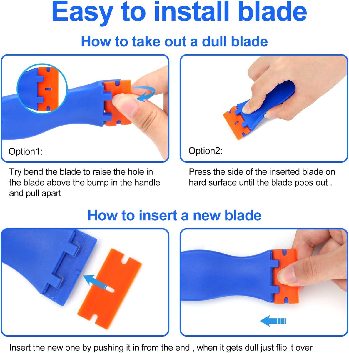 Cleaning Scraper - 4 Pieces (With 100 Blades) - Ceramic Hob Scraper/Car Film Scraper - Glass Scraper - Hob Scraper - Image 4