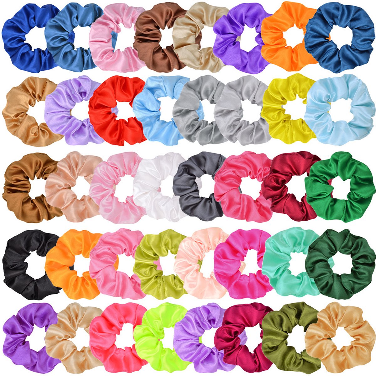 40 pieces silk hair scrunchies - satin hair elastics - hair scrunchies, hair ropes, scrunchies for women and girls, hair accessories - Scrunchies Velvet - Mega Pack Hair Accessory Hair Elastic Hair Bun - Image 1