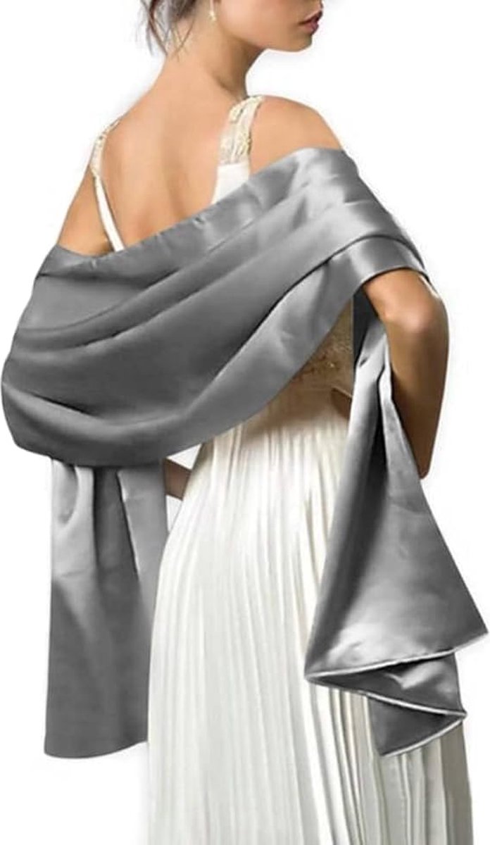 Shawl - Women's Scarf - Thin Wrap Scarf - Stole - Shawl - Silver Gray - 240*65cm - Shawls for Evening Dresses - for Bride Wedding Shawl - Image 1