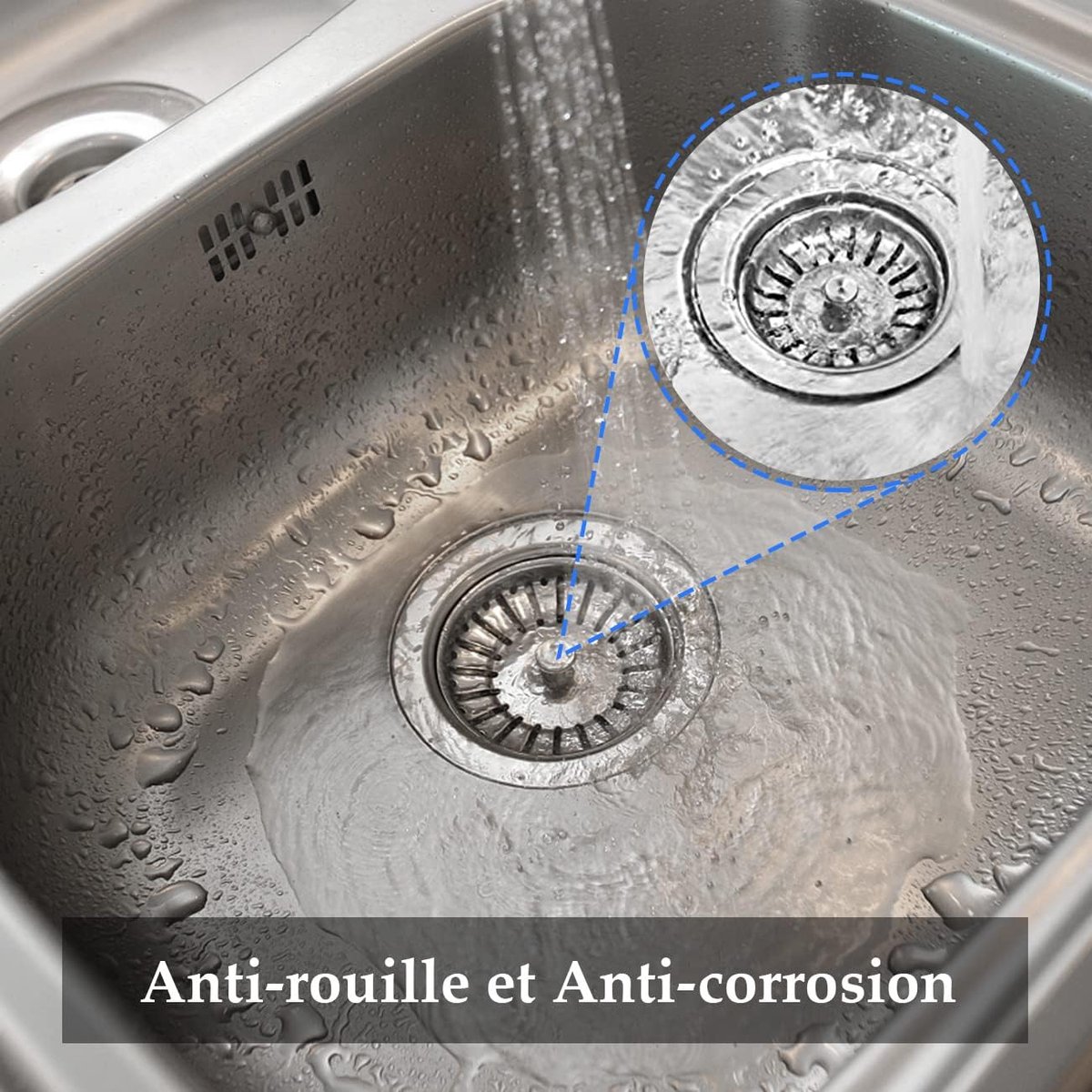 Sink Drain Plug - 2 pieces - Drain stopper - Strainer - 84mm - Stainless steel - Silver - Image 2