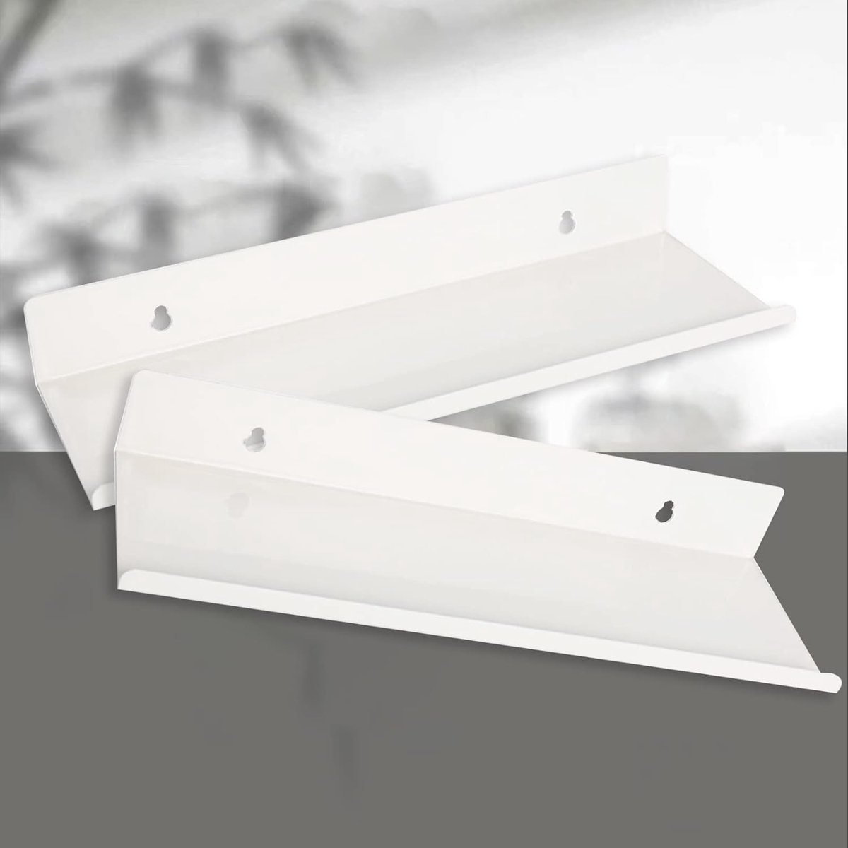2 pieces - Wall shelf - Shower shelf - shelves - 30CM - carbon steel - white - floating - for bedroom, bathroom, kitchen, living room, office - Image 3