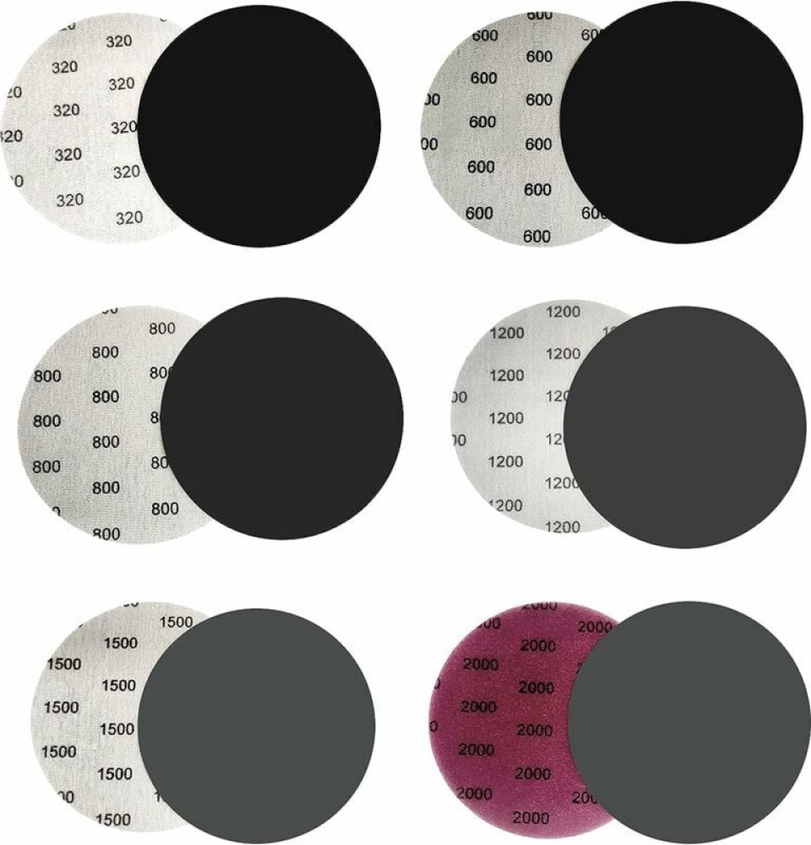 Sandpaper set - 30 pieces - 5 pieces each - Grit 320/600/800/1200/1500/2000 - 75mm - sandpaper for sander - Sanding machine paper - fine sandpaper - for car polishing, metal and wood - Image 1