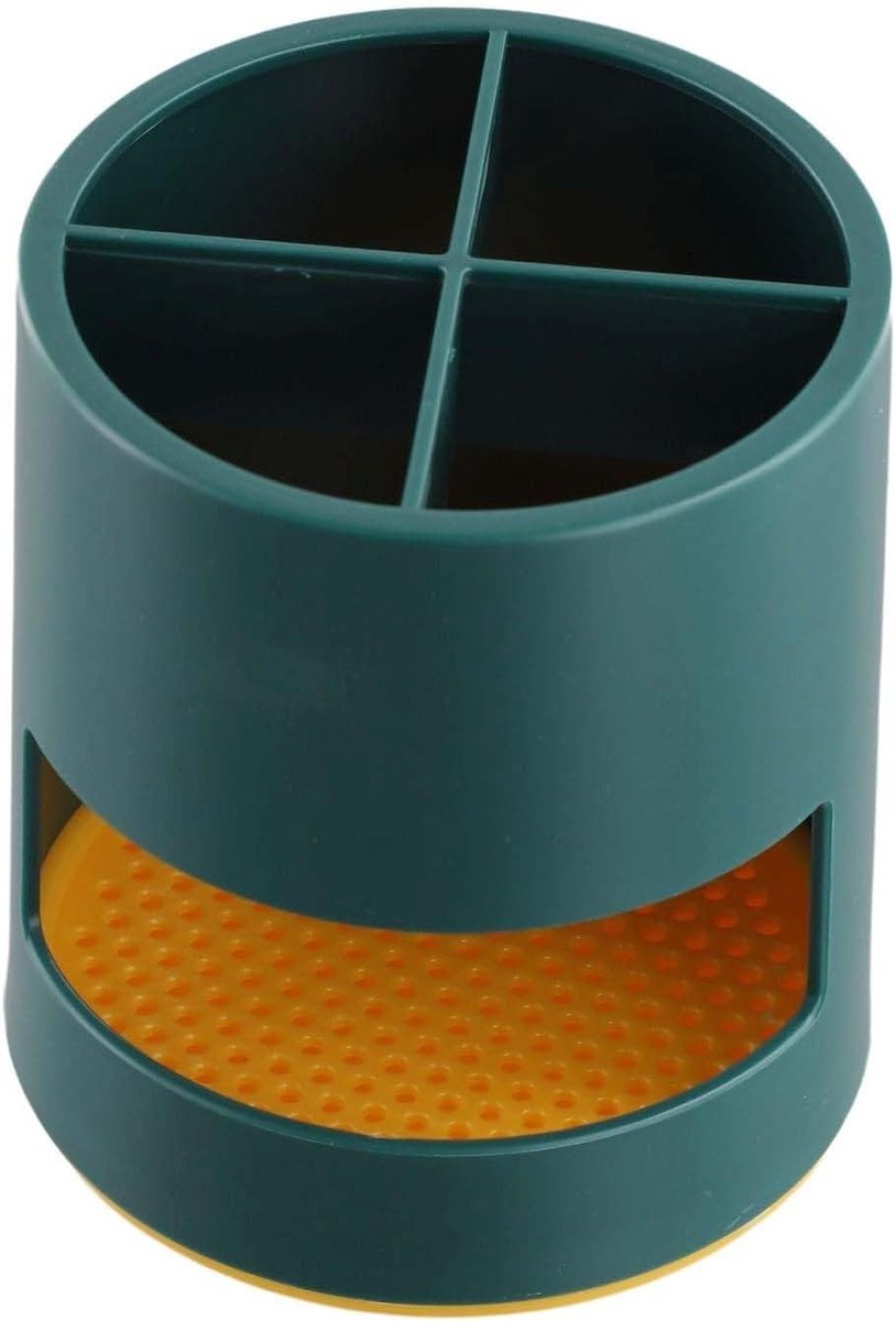 Toothbrush Holder - Bathroom Storage Box - Plastic - Electric Toothbrush Holder - Toothbrush Organizer - 4 Sorting Compartments - With Drip Tray - Multifunctional Desk Shelf - Suitable for Bathrooms, Kitchens and Offices - 10*10*11cm - Green - Image 1