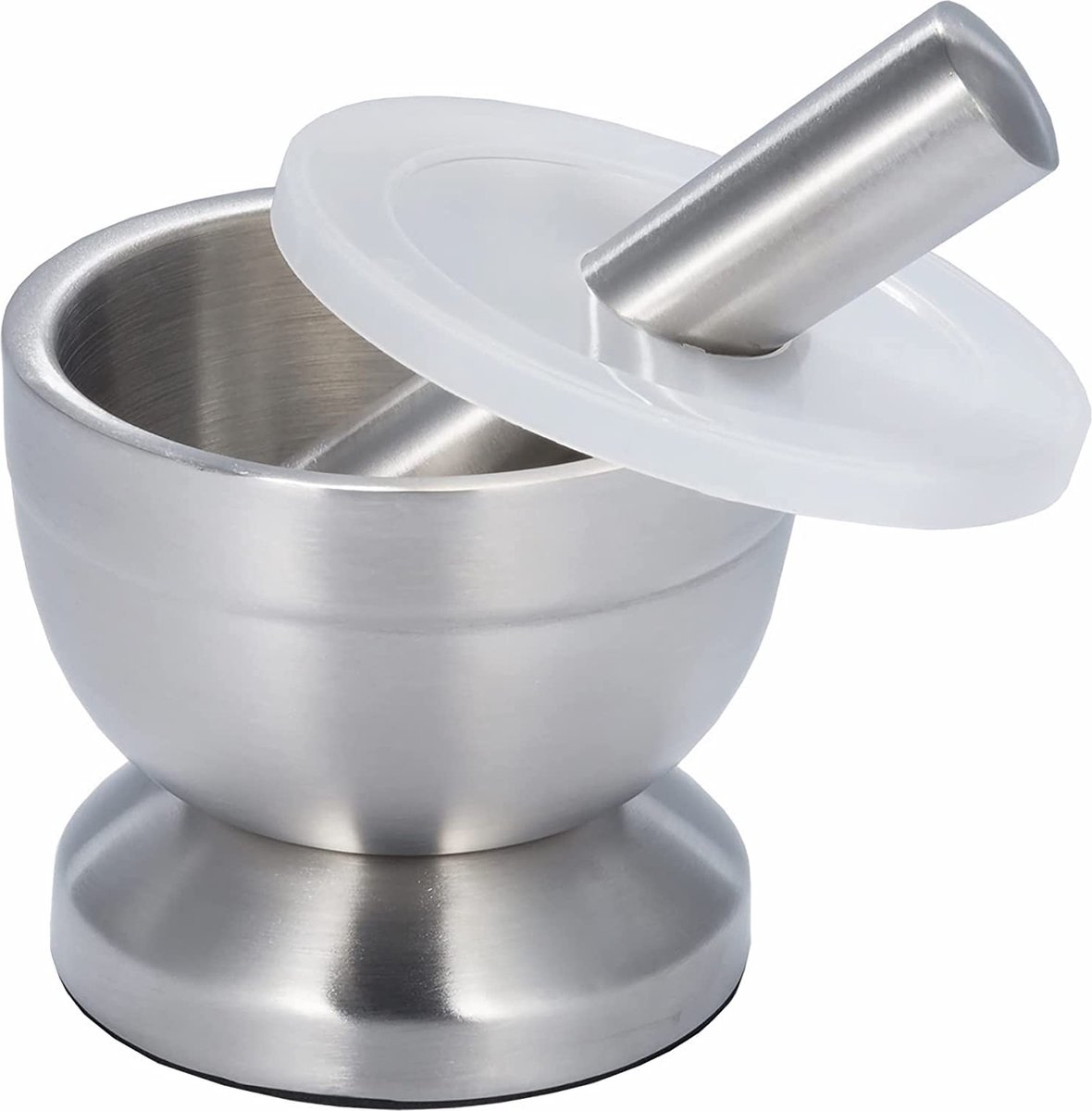 Mortar and Pestle - Stainless Steel Mortar and Pestle, Food Safe Pestle and Mortar Stainless Steel, Diameter 8.5 cm - Herb Grinder - Spice Grinder - With Lid - Image 1