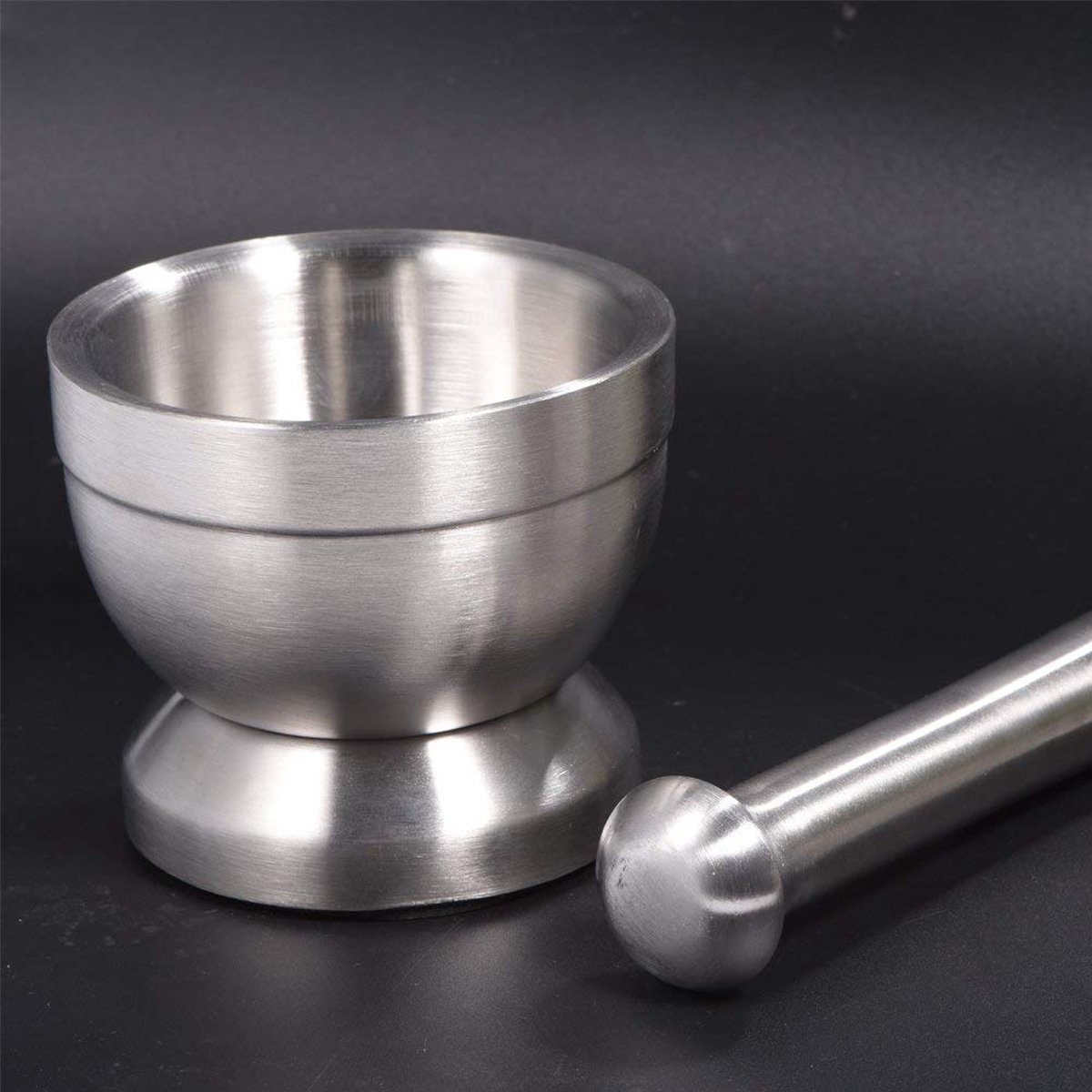 Mortar and Pestle - Stainless Steel Mortar and Pestle, Food Safe Pestle and Mortar Stainless Steel, Diameter 8.5 cm - Herb Grinder - Spice Grinder - With Lid - Image 3