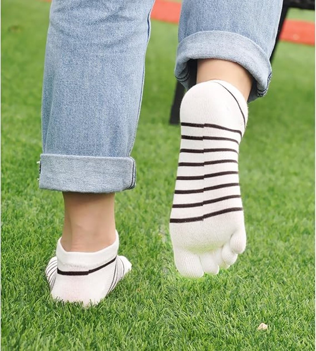4 Pairs - Socks - Black + Gray + White + Yellow - Women's Socks - Premium Cotton Regular Socks - Cotton Toe Socks - Size 35-40 - Image 3