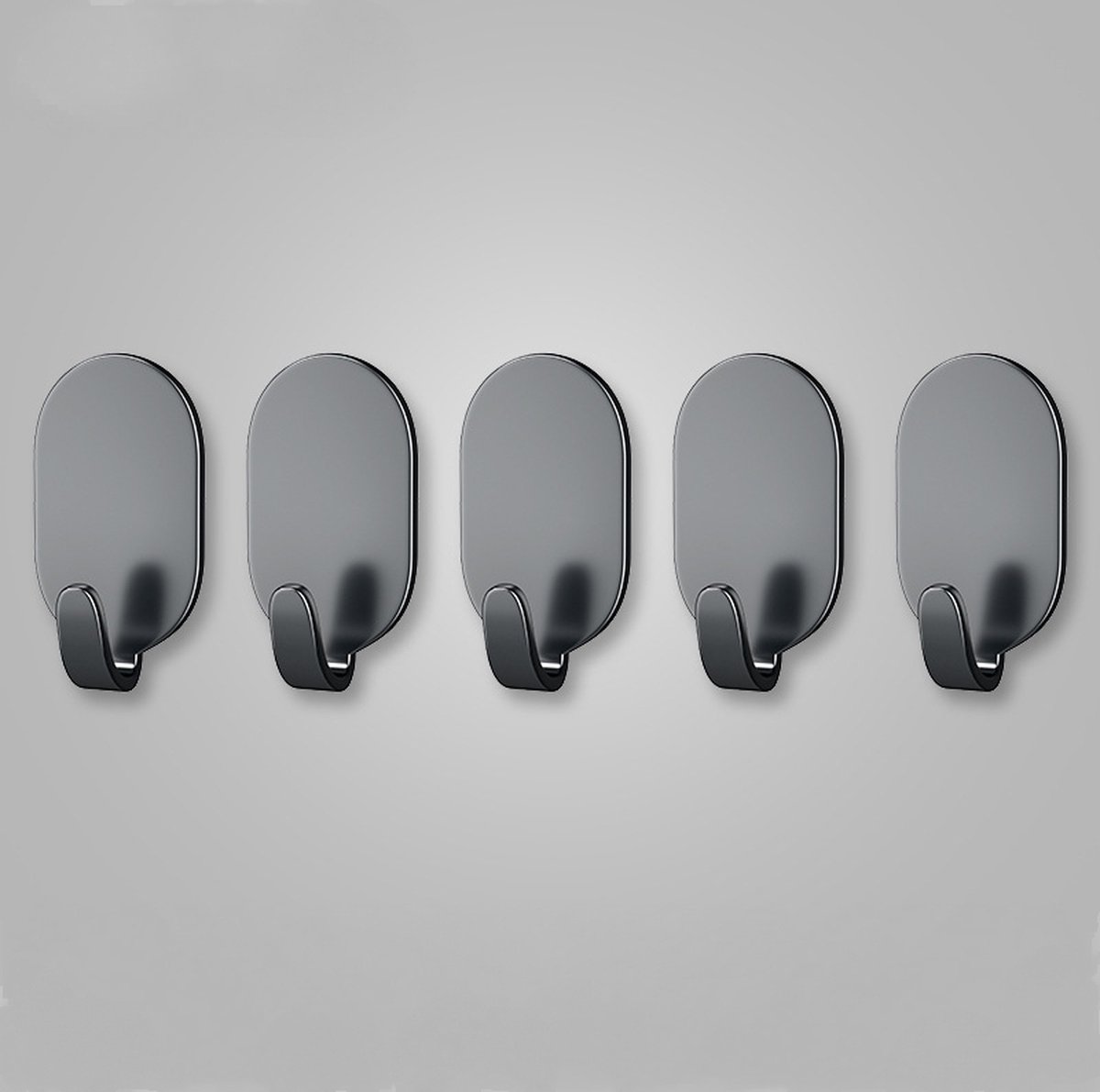 Set of 10 - Self-adhesive hooks - Adhesive hook - Adhesive hooks - Towel hook - robust - for bathroom-kitchen-living room - 50*32*20mm - carbon steel - black - Image 3