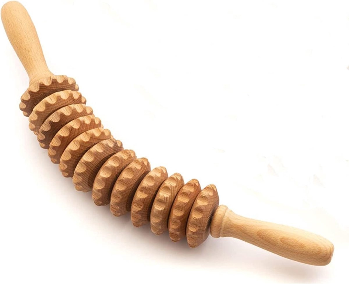 Massage Stick - Massage Ball - Massage - Massage Stick - Connective Tissue Massage - Curved Wooden Massage Roller - Relieve Fatigue - Accessories - Anti Cellulite Massage Roller Tool - Massage Roller - 42cm - Wooden - Wood Color - For Back, Neck, Shoulder - Image 1