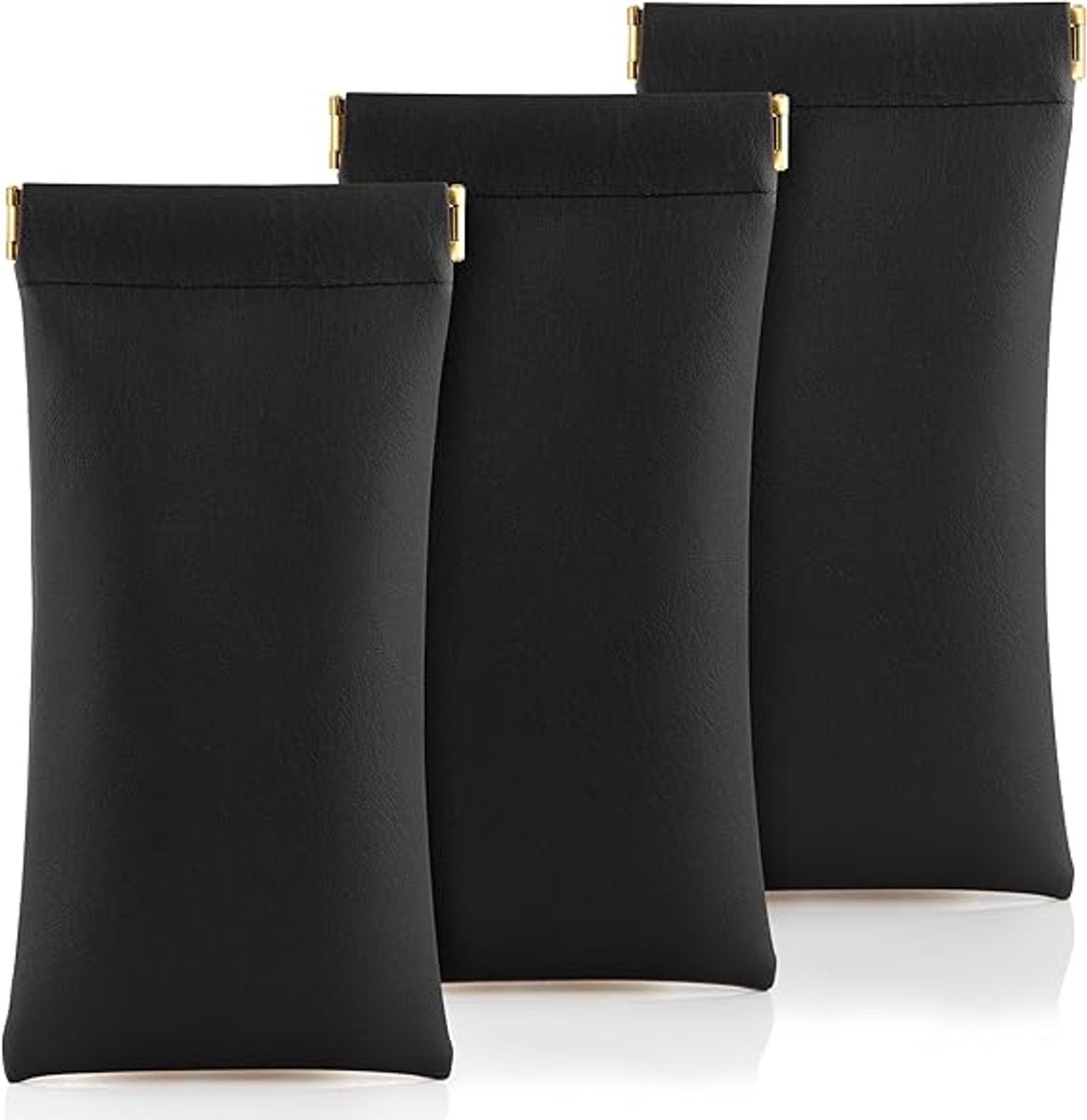 3 Pieces - Glasses Case - 18.5*9cm - Black - Soft Glasses Case - Portable Glasses Case - With Squeeze Lid - Anti-scratch - PU Leather Glasses Case - Storage Bag - Storage Box - For Women and Men - Image 1