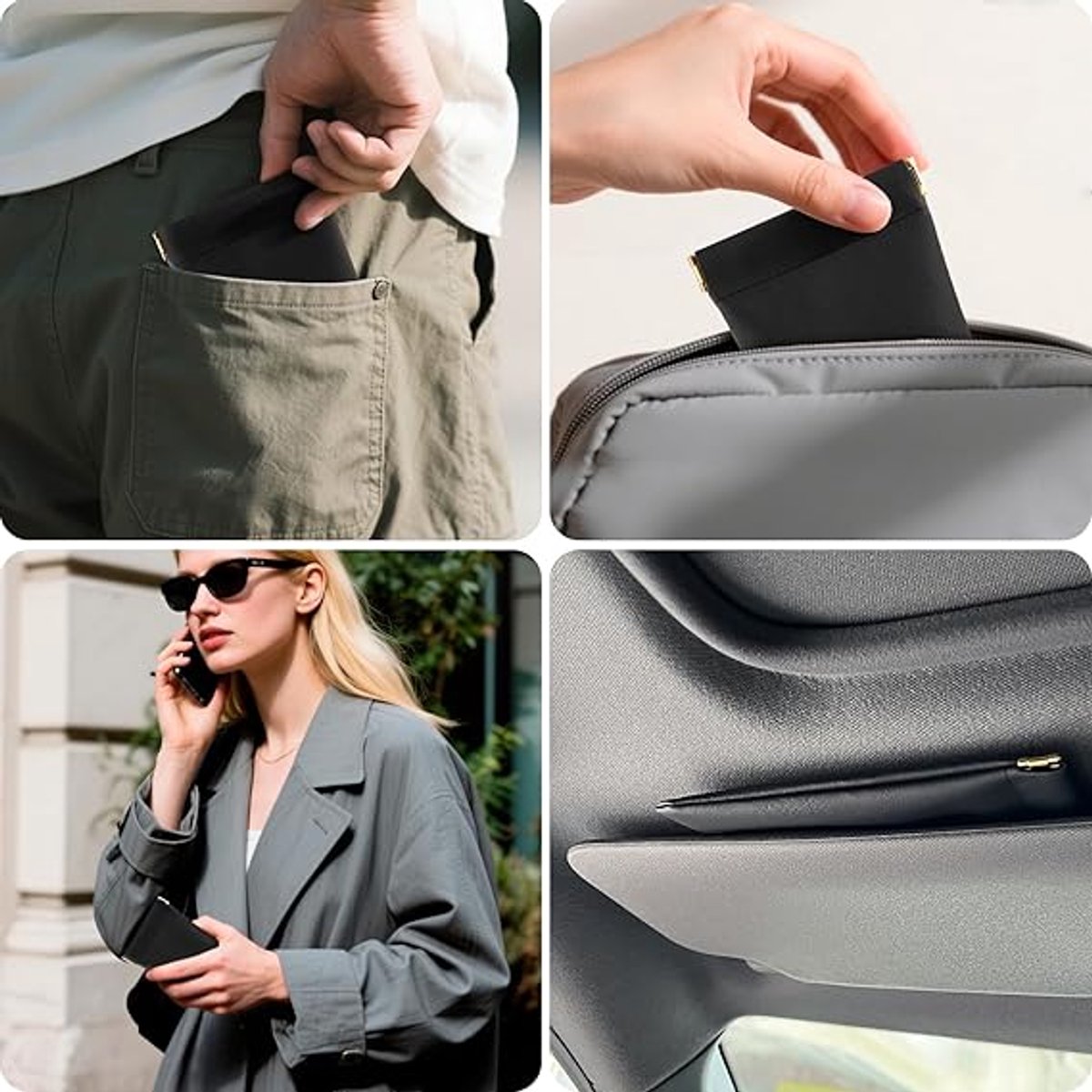 3 Pieces - Glasses Case - 18.5*9cm - Black - Soft Glasses Case - Portable Glasses Case - With Squeeze Lid - Anti-scratch - PU Leather Glasses Case - Storage Bag - Storage Box - For Women and Men - Image 2