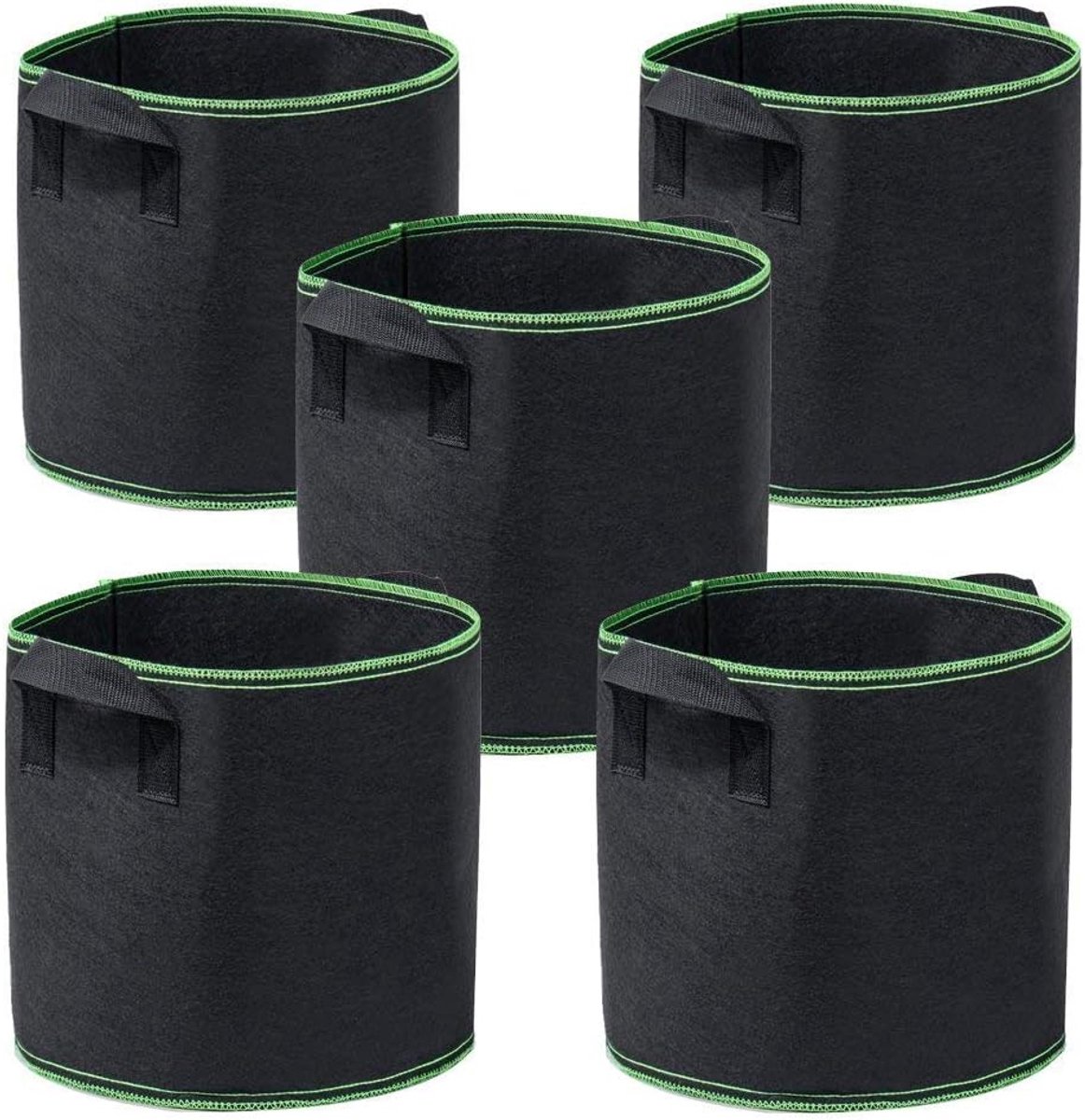 5 pieces - Plant growing bag - Grow bag - 10 Gallon - Grow pot - Plant bag - Sustainable - Reusable - Plant basket - Flowers - 40x30 CM - Black - non-woven fabric - Image 1