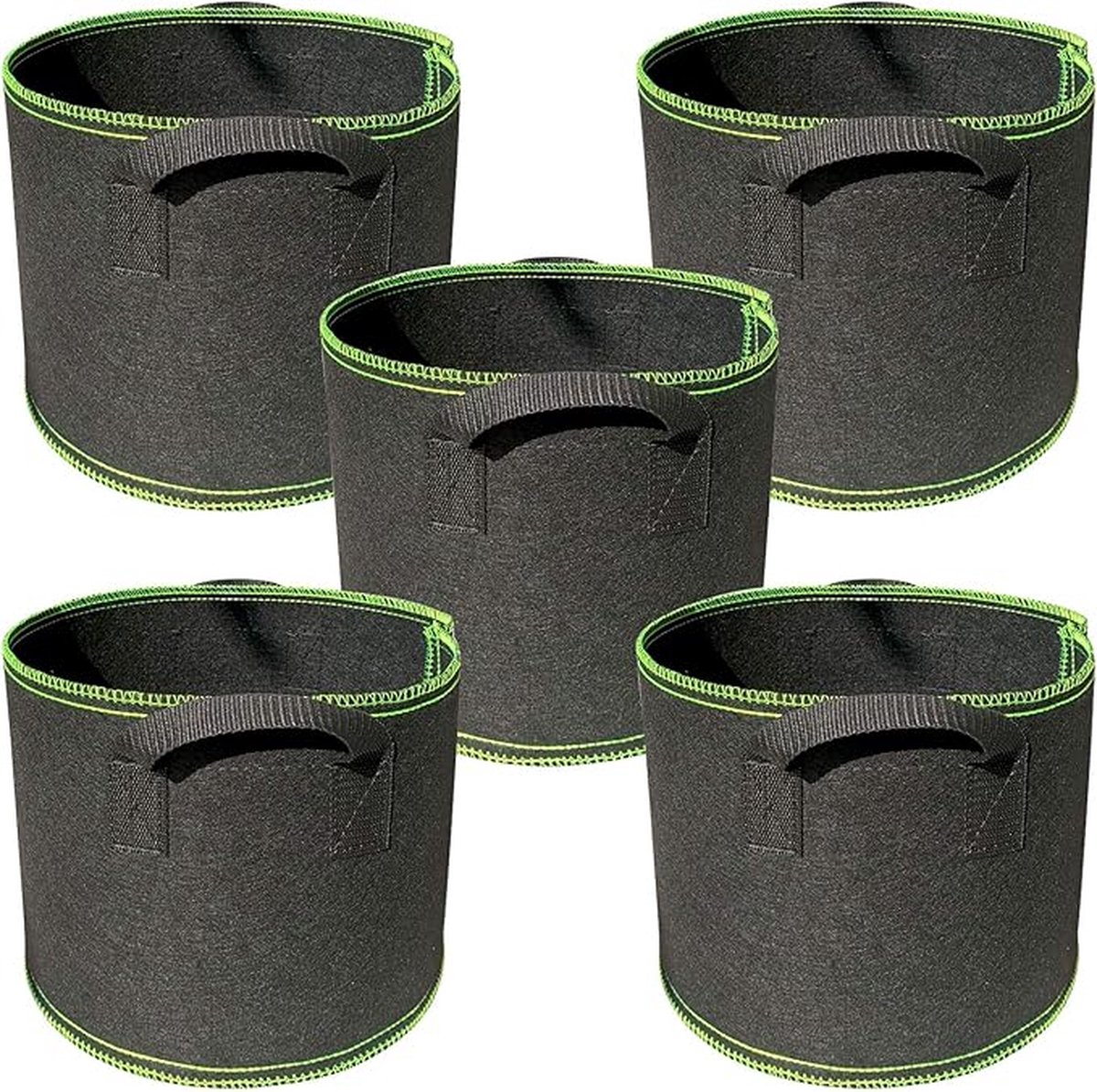 5 pieces - Plant growing bag - Grow bag - 5 Gallon - Grow pot - Plant bag - Sustainable - Reusable - Plant basket - Flowers - 25x30 CM - Black - non-woven fabric - Image 1