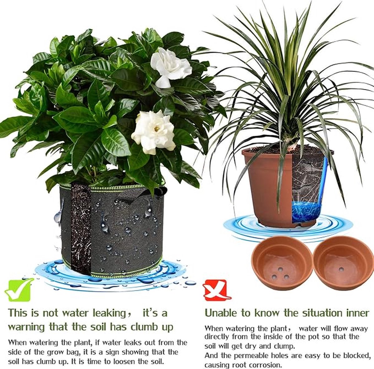 5 pieces - Plant growing bag - Grow bag - 5 Gallon - Grow pot - Plant bag - Sustainable - Reusable - Plant basket - Flowers - 25x30 CM - Black - non-woven fabric - Image 4