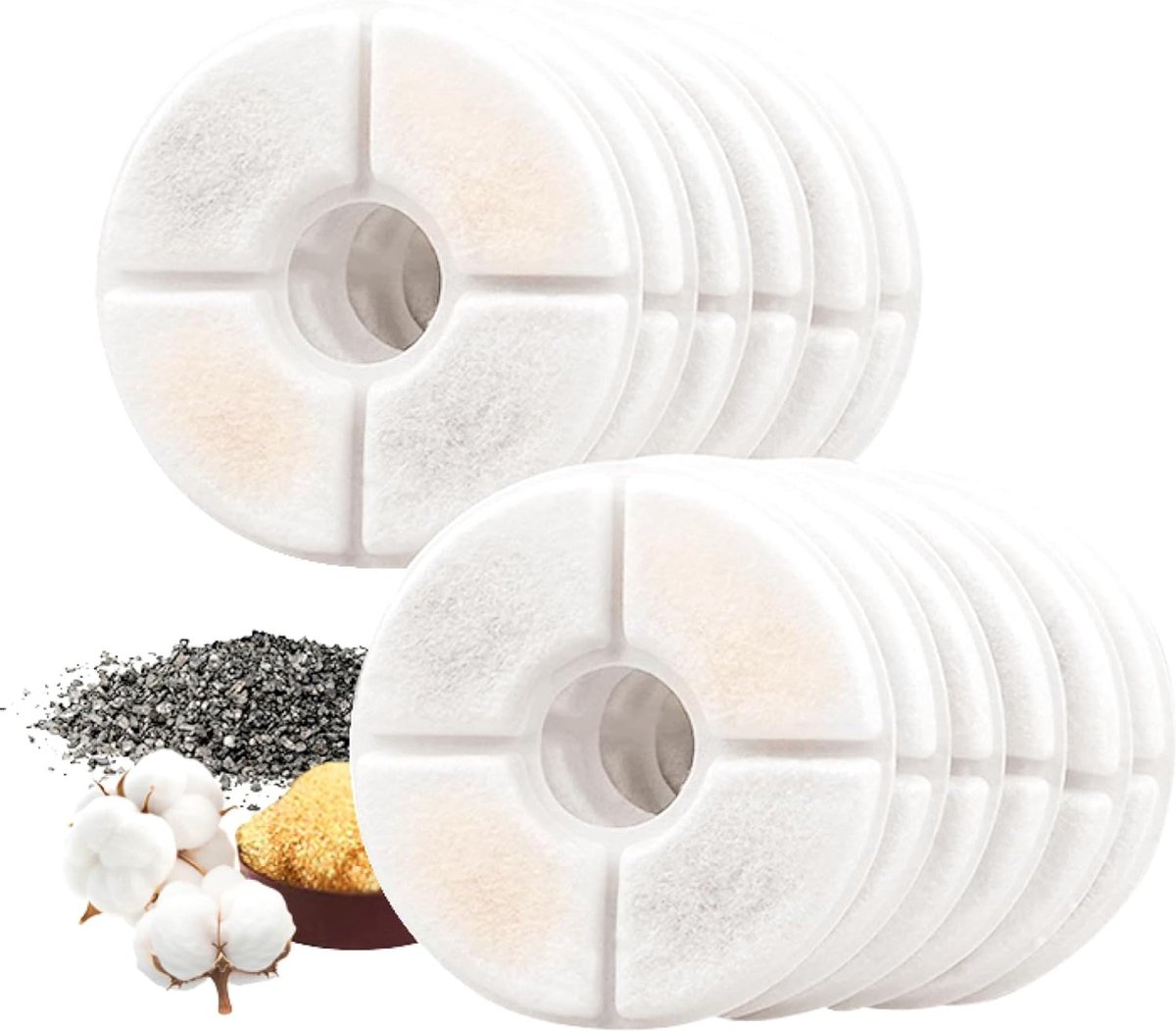 12 Pieces - Drinking Fountain Filters Refills - Water Fountain Filters - Drinking Fountain Filters - Replacement Filter Cat Fountain - Drinking Filter - Activated Carbon Filter - Round - Filter Replacement Filter - White - 12.5*3.5cm - Refills - Image 1