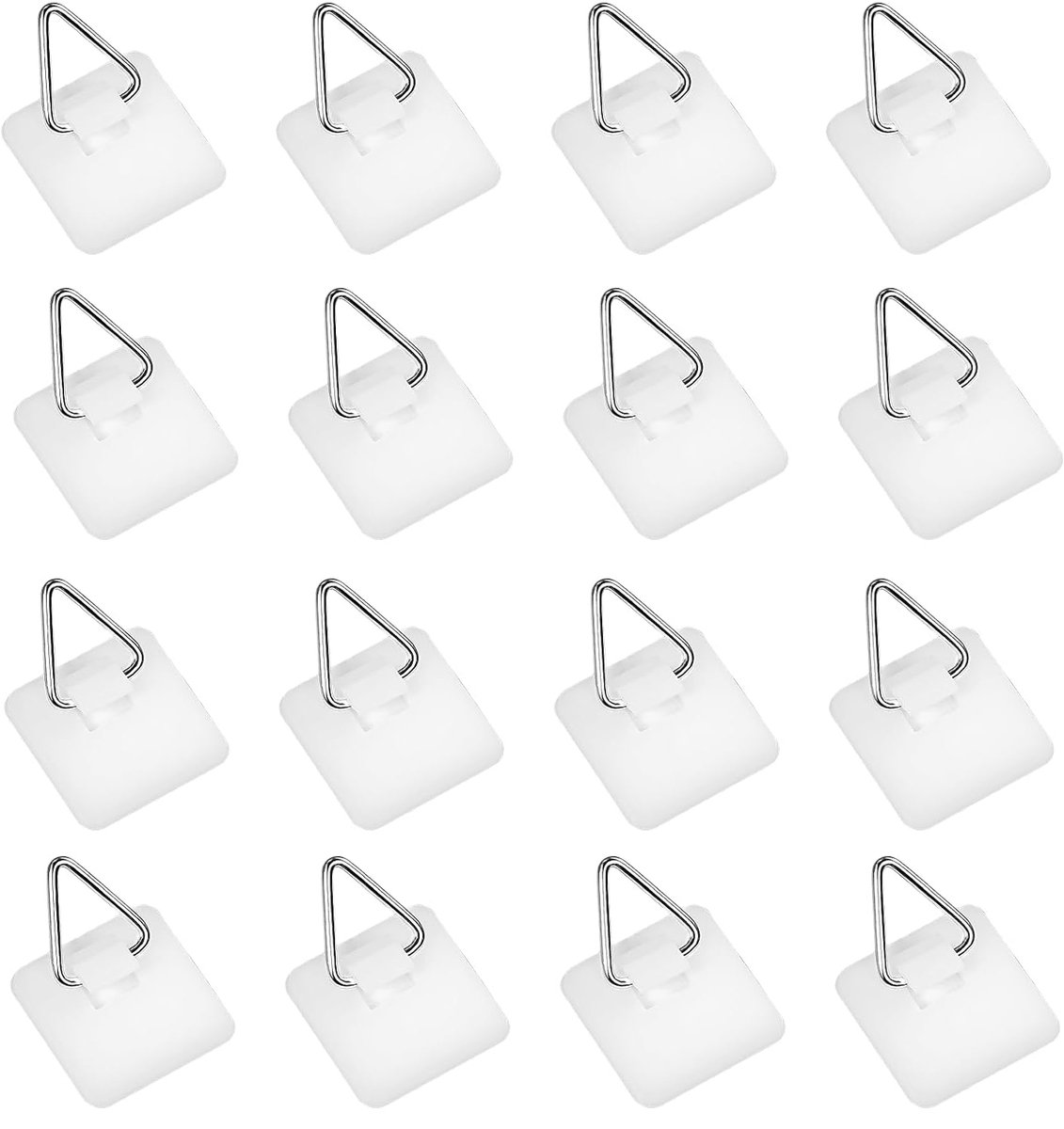 Self-adhesive hooks - 16 pieces - 2 kg Load capacity - Adhesive hooks - Wall picture hangers - Picture hangers - Picture hanging hooks - For displaying decorative pictures and wall art - White - Image 1
