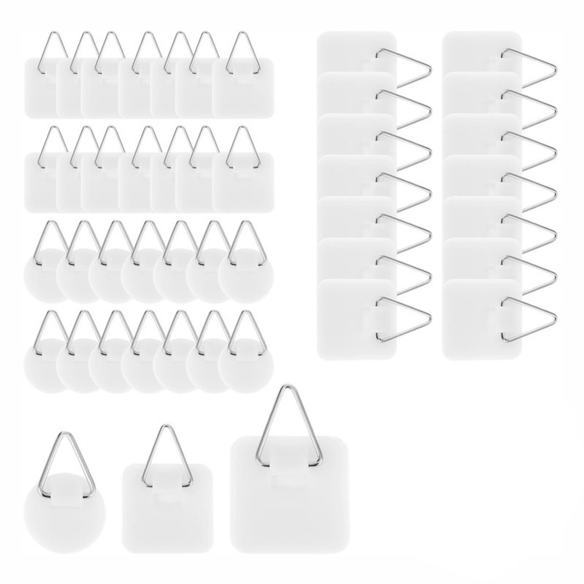 Self-adhesive hooks - Set of 45 - 3 sizes - 5 kg Load capacity - Adhesive hooks - Wall picture hangers - Picture hangers - Picture hanging hooks - For displaying decorative pictures and wall art - White - Image 1