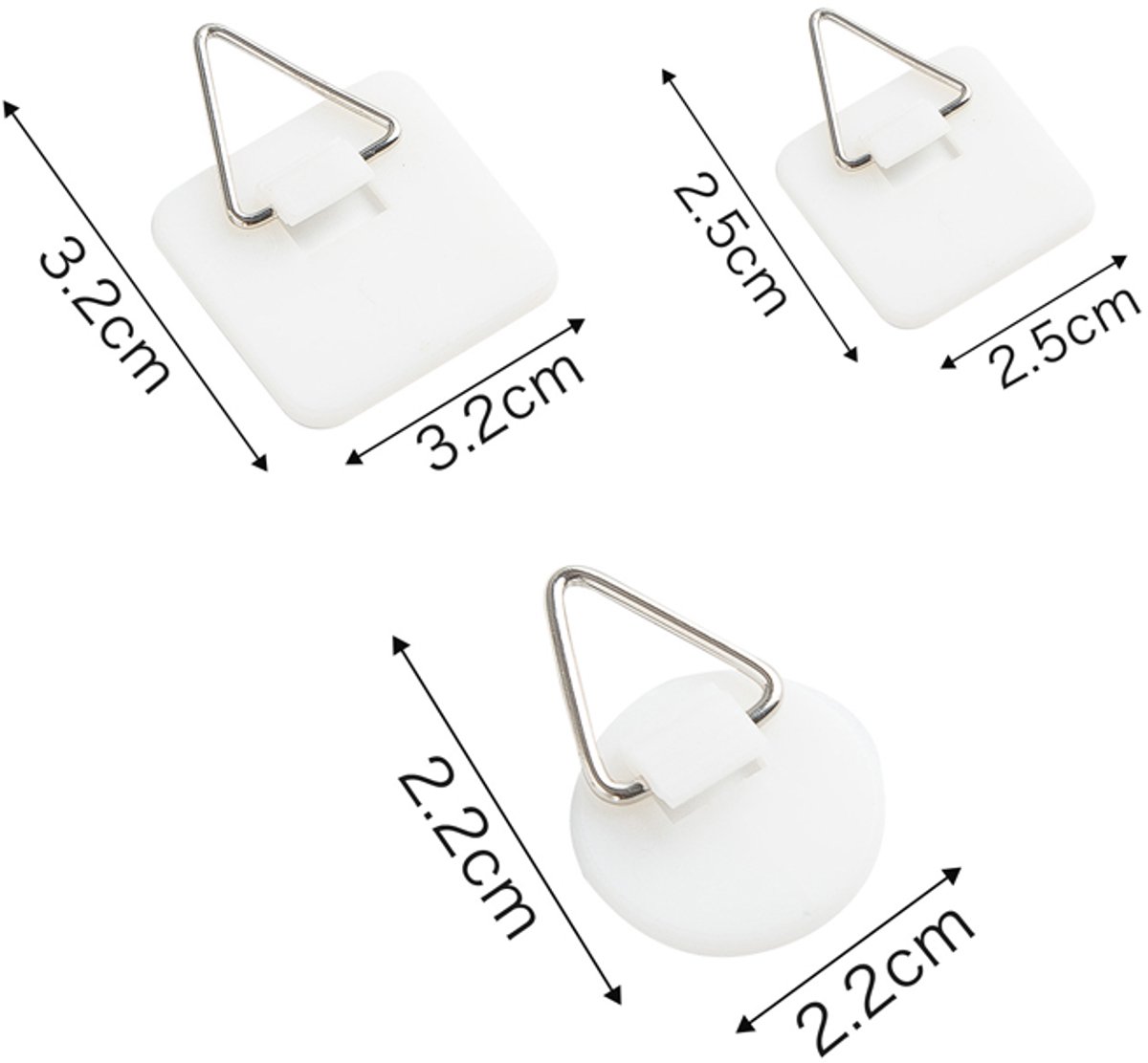 Self-adhesive hooks - Set of 45 - 3 sizes - 5 kg Load capacity - Adhesive hooks - Wall picture hangers - Picture hangers - Picture hanging hooks - For displaying decorative pictures and wall art - White - Image 6