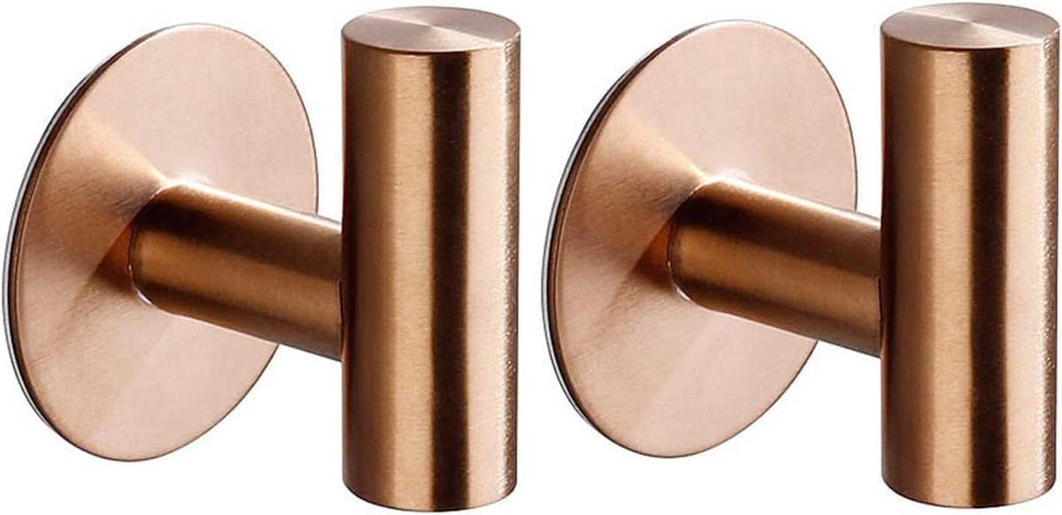 Self-adhesive Round Towel Hooks - 2 pieces - Hooks - 5×6.5×5.2 cm - Stainless Steel - Round Towel Hook - Rose Gold - Image 1