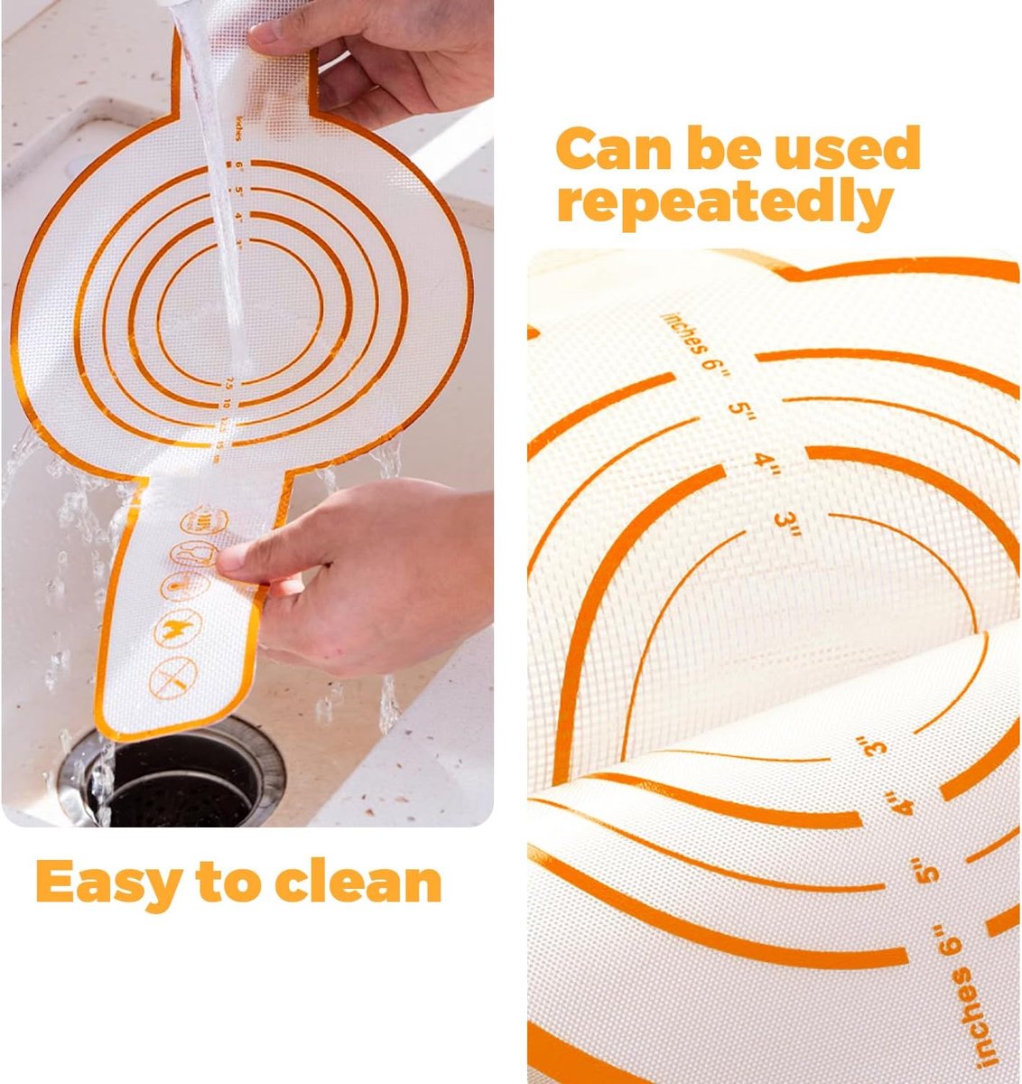 2 Pieces Oven Baking Mat - Bread Sling - Multifunctional - Silicone - Sling Baking Mat with Long Handle - Bread Baking Mat - Reusable Oven Liner with Long Handles - Suitable for air fryer, oven and microwave - 52.5×21.5×0.04cm - Image 4