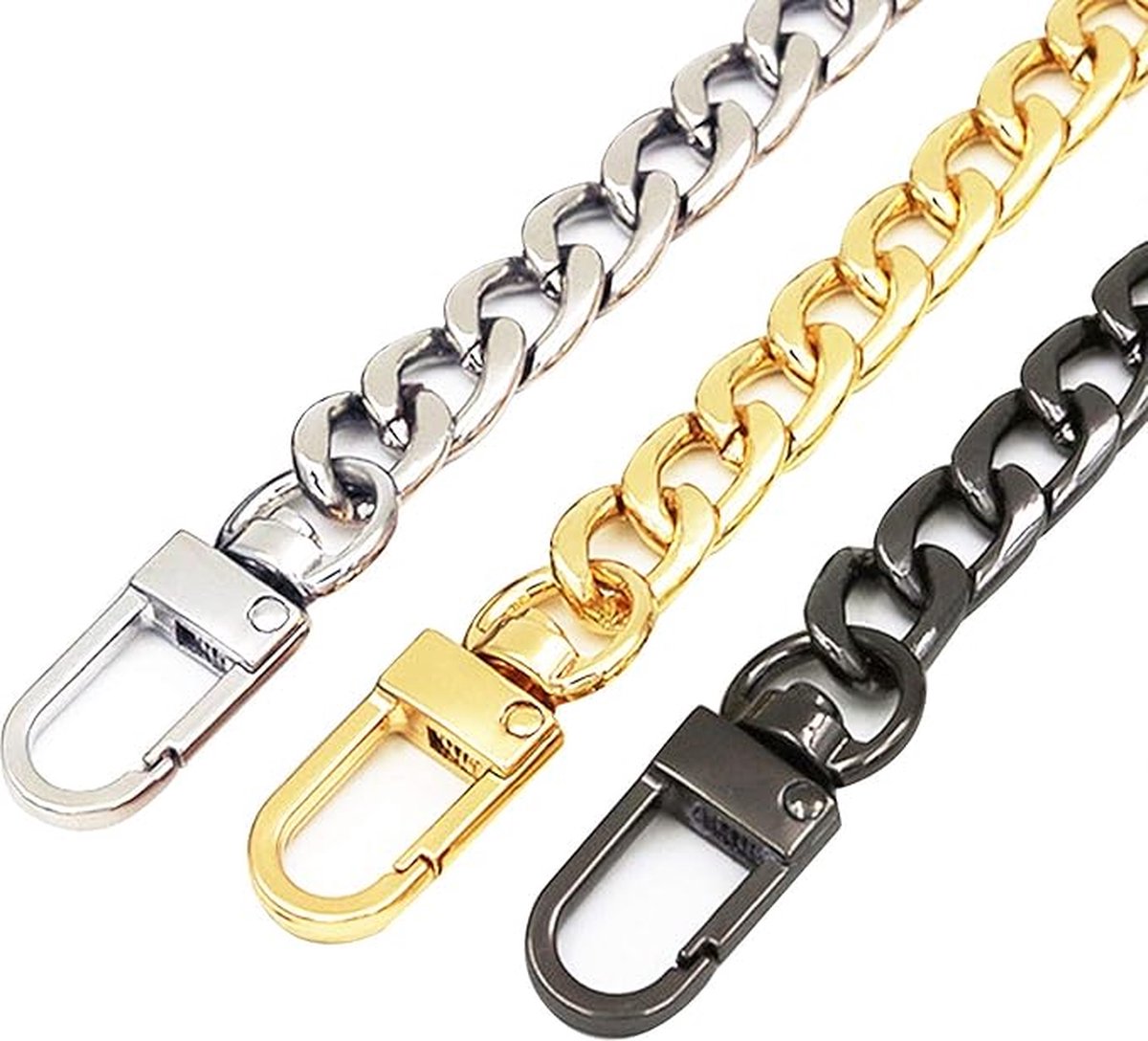 Pieces - Metal Chain - Chain - Bag Strap Chain - Bag Strap - Shoulder Strap - Handbag Strap - Bag Belt - Gold-colored, silver, black - 120cm*9.5mm - Metal - Image 1