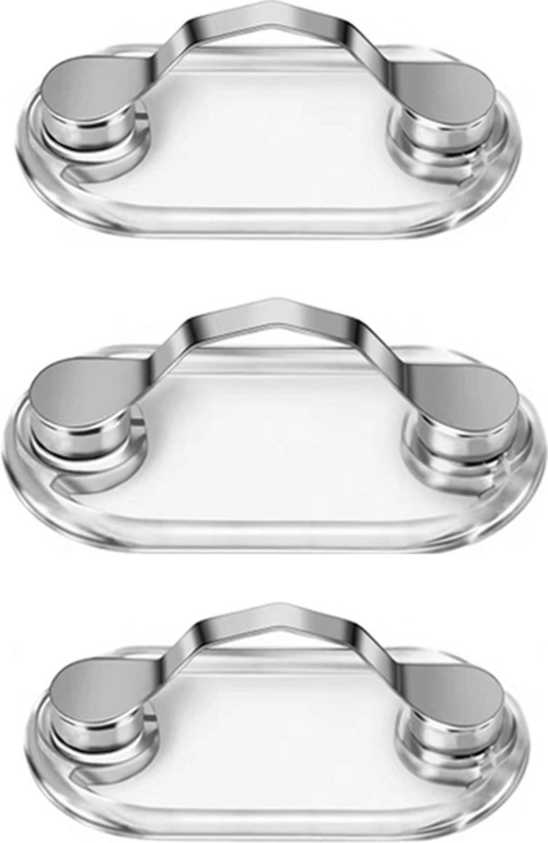 Magnetic glasses clip - 3 pieces - Silver - Glasses cord - ID card holder - Metal - Can be attached to clothing - Glasses holder - for glasses, ballpoint pen, badge and accessories - Clip Shirt - Breast pocket - Nurse Accessories - Image 1