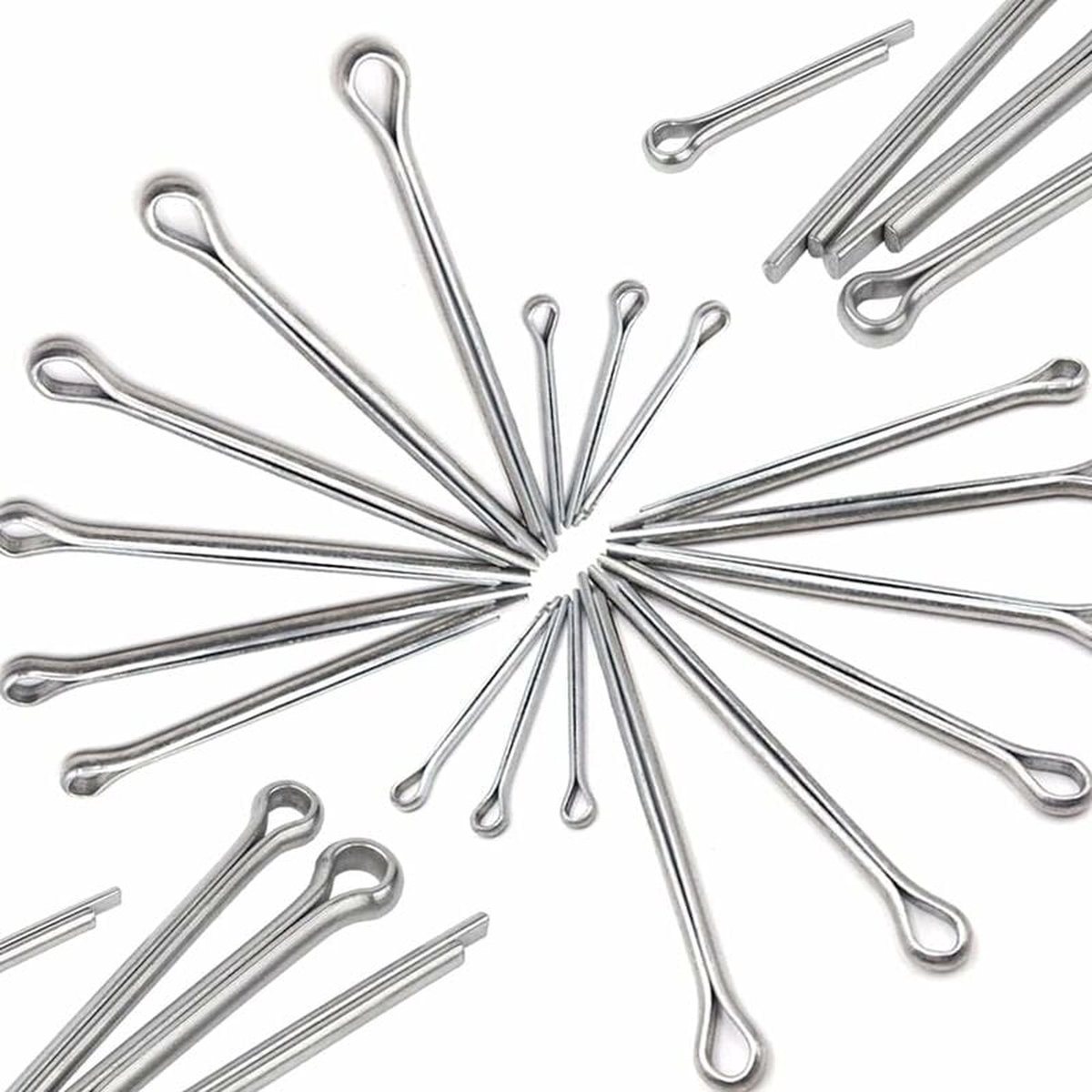 Split pins - 150 pieces - 15 different sizes - stainless steel - silver - for small mechanic repairs - Image 2