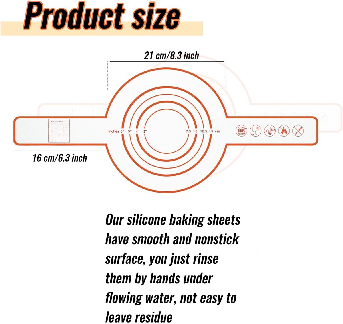 3 Pieces Oven Baking Mat - Bread Sling - Multifunctional - Silicone - Sling Baking Mat with Long Handle - Bread Baking Mat - Reusableh Oven Liner with Long Handles - Suitable for air fryer, oven and microwave - 52.5×21.5×0.07cm - Image 7