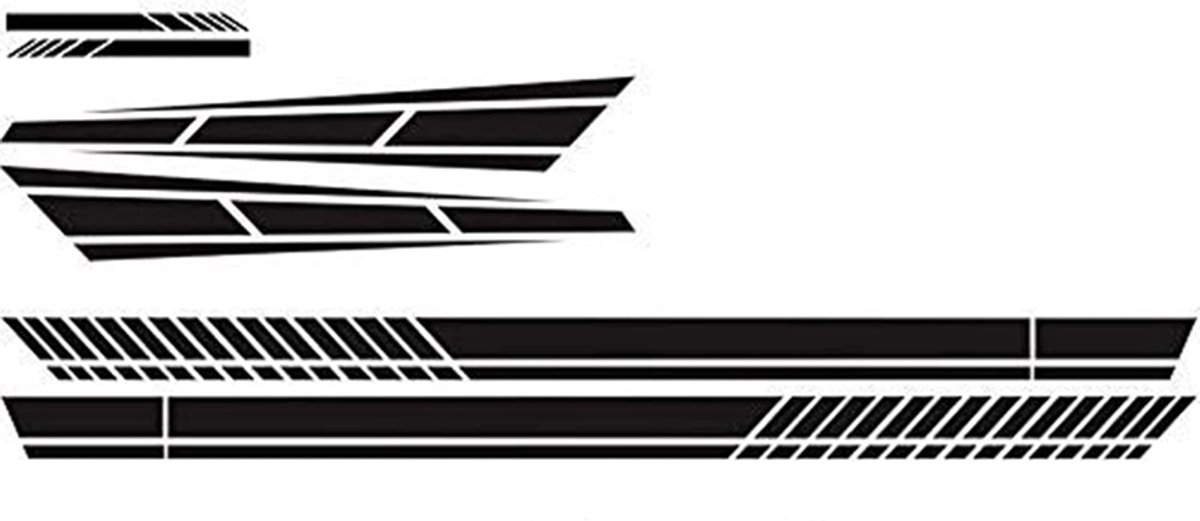 Car sticker - 6 pieces/3 pairs/1 set - Stripe side sticker - Graphic sticker - PET - Black - For car decoration - Image 1