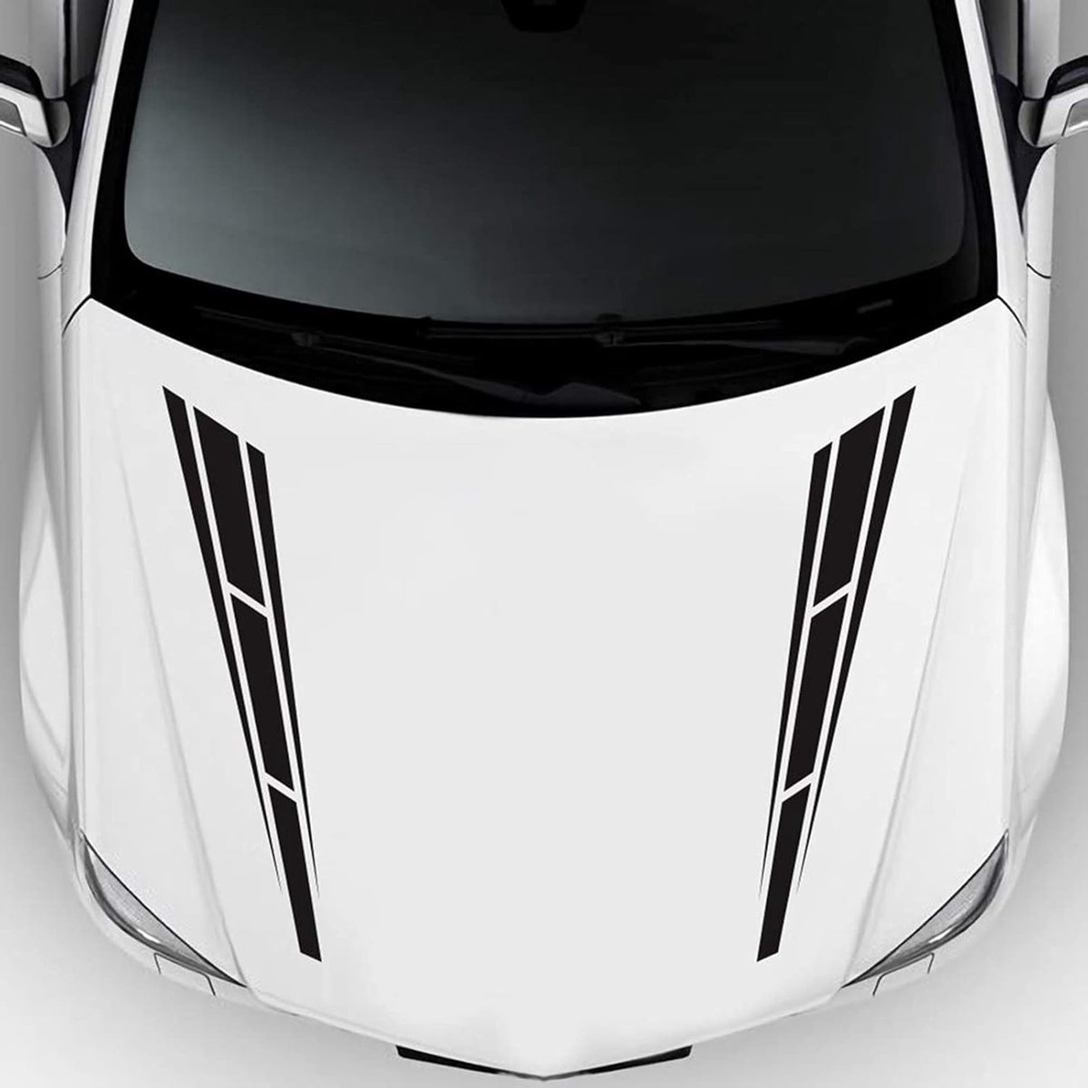 Car sticker - 6 pieces/3 pairs/1 set - Stripe side sticker - Graphic sticker - PET - Black - For car decoration - Image 3