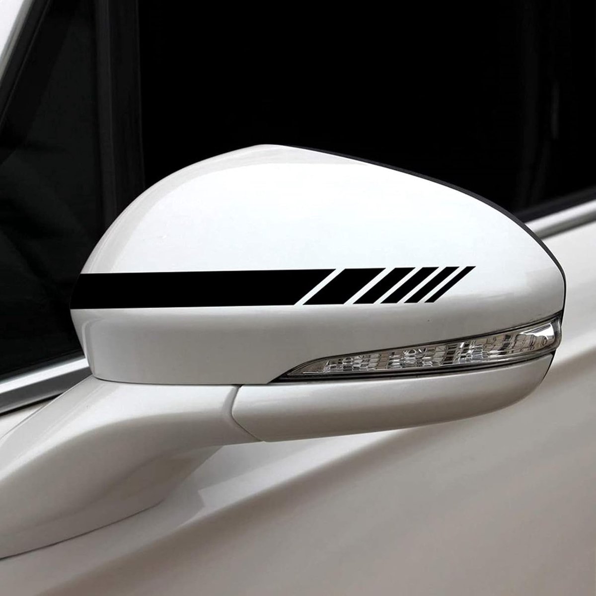 Car sticker - 6 pieces/3 pairs/1 set - Stripe side sticker - Graphic sticker - PET - Black - For car decoration - Image 5