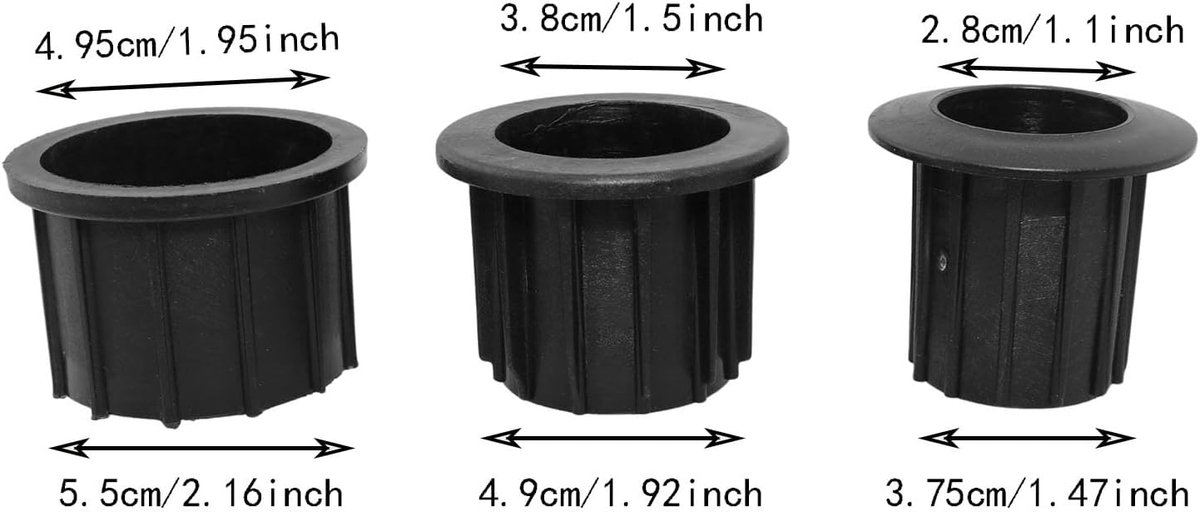 Set of 3 - Parasol base adapter inserts - Reduction rings - 48/38/32 mm center column - Replacement parts for parasol bases - Mounting for outdoor parasol pole - Image 2
