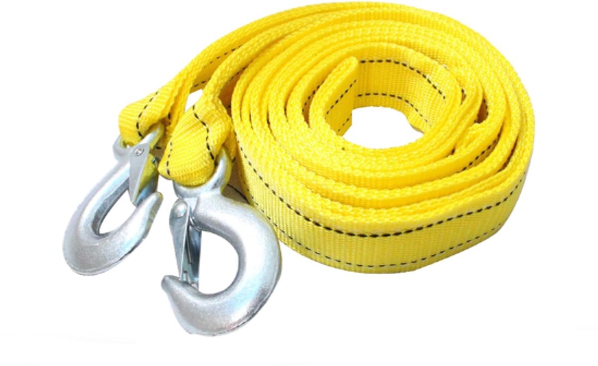 Tow rope Tow strap Tow rope car - 4 m 5000KG - nylon and steel - yellow - Image 1