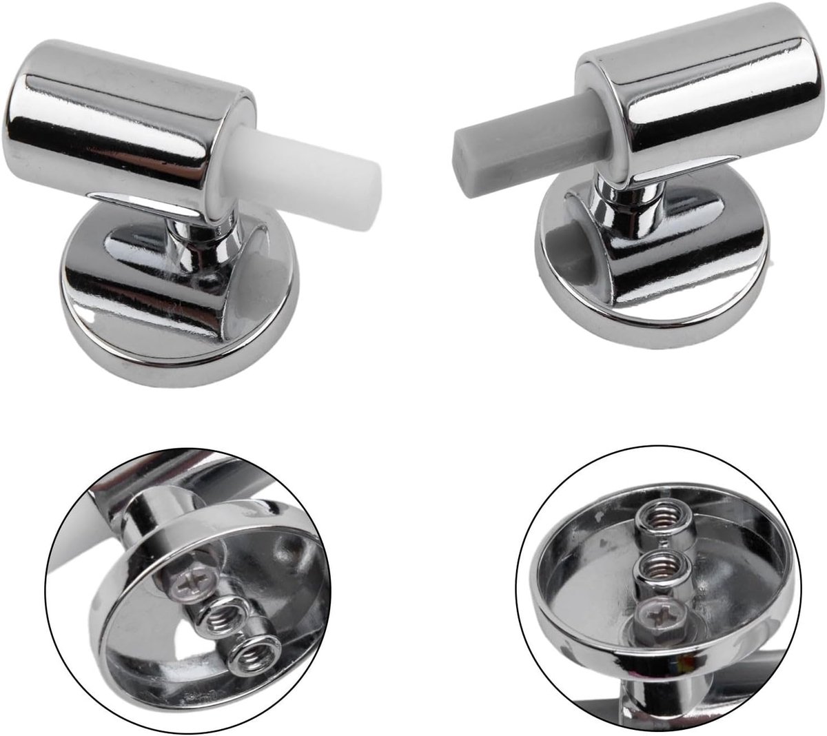 1 Set - Toilet Seat Hinge - Replacement Hinges - Slow-Release Hinge - Toilet Seat Hinges - Toilet Seat Fixing Kit - Zinc Alloy - Silver - For Bathroom Toilet Lid, Appliance Lid - Image 2