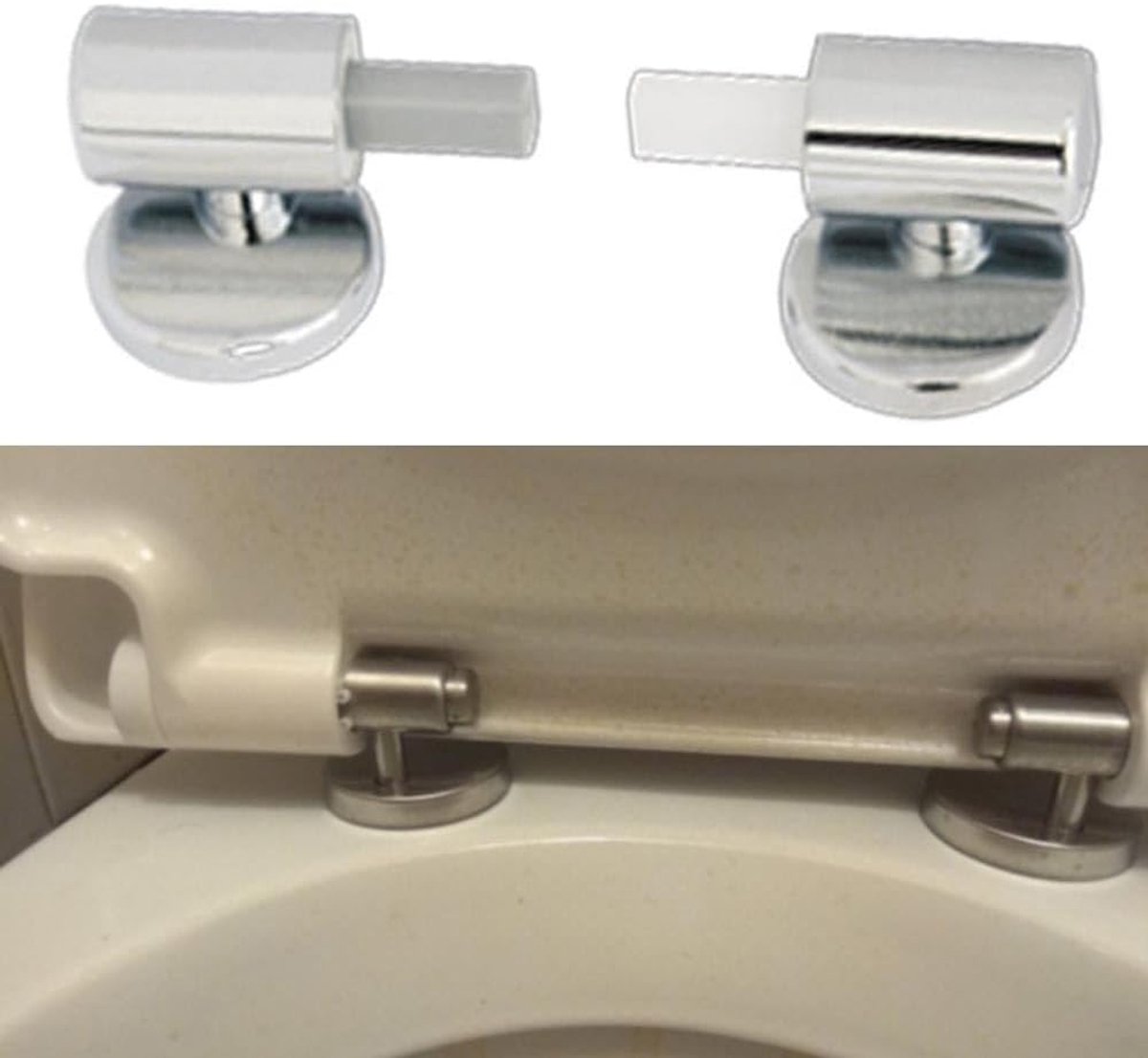1 Set - Toilet Seat Hinge - Replacement Hinges - Slow-Release Hinge - Toilet Seat Hinges - Toilet Seat Fixing Kit - Zinc Alloy - Silver - For Bathroom Toilet Lid, Appliance Lid - Image 4