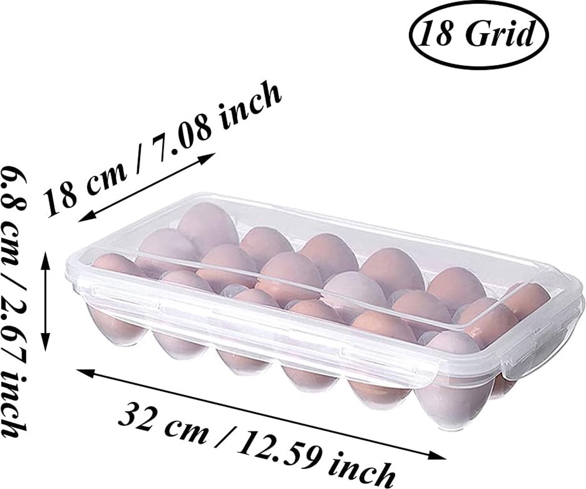 Egg carton, 18 racks refrigerator egg storage box with lid, egg rack, egg holder for refrigerator, egg storage container, plastic, transparent 32 x 18 cm - Image 5