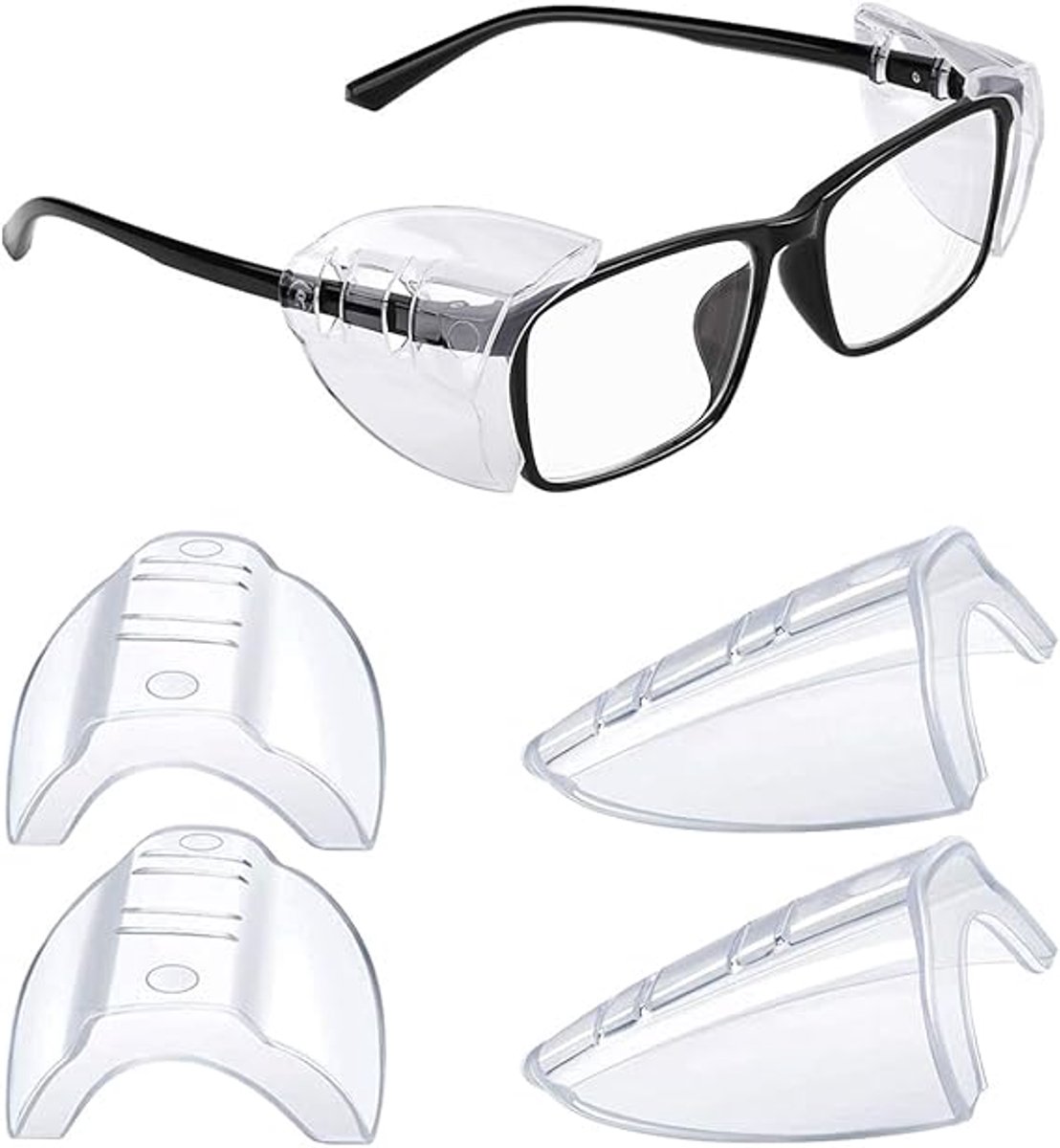 pieces - Side shield protection - side shields - Eye protection - with left and right signs - for small medium glasses - universal - 4.5*5 cm - transparent - plastic - Glasses accessories - Image 1