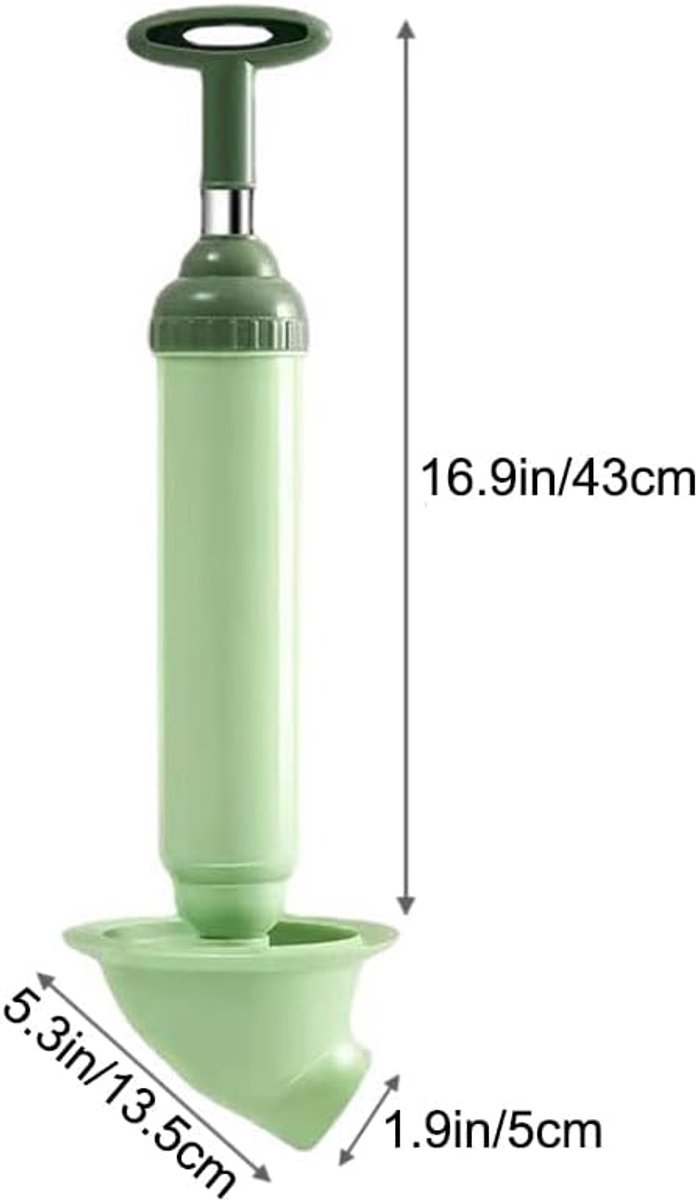 Toilet Drain Unblocker - Pump Unblocker WC - Plastic - Rubber - Stainless Steel - Drain - Unblocker - Sink Unblocker - Sink Unblocker - Toilet Unblocker Pump - Drain Spring - Plunger - Green - Image 4