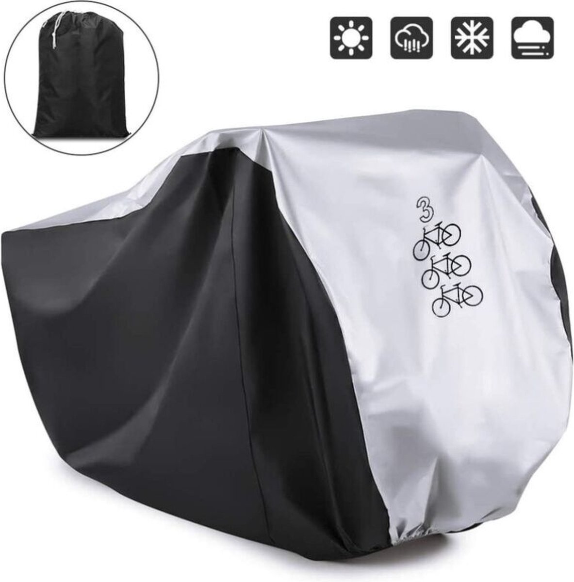 Protective cover - 3 bicycles - Saddle cover - Storage bag - 210D - All weather - 200*105*110 cm(L) - waterproof - dustproof - UV protection - Cover - Image 2