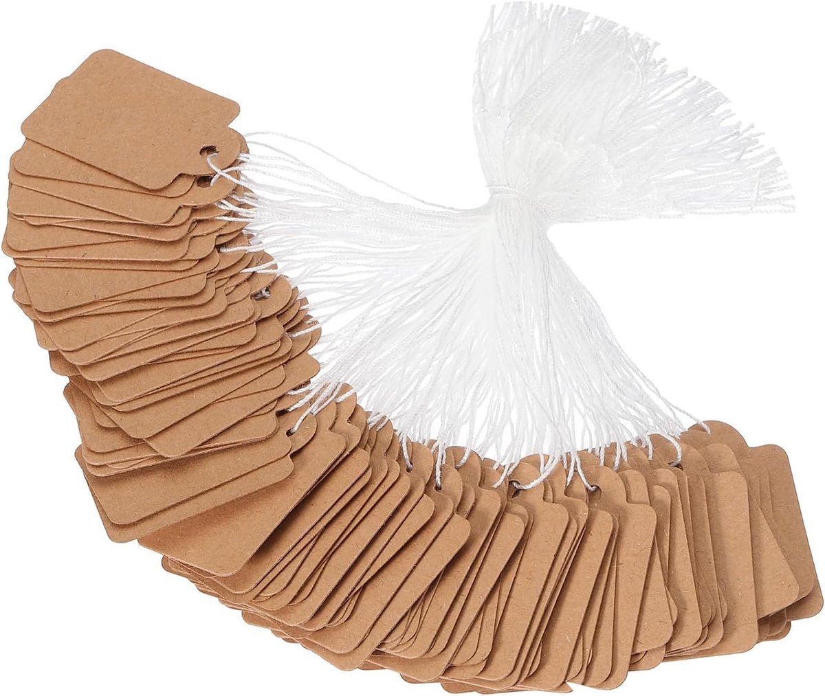 300 pcs - Price tags - Price tags Hang Tags with String - 15 x 25 mm - Hangtag - Tags - Brown - Kraft Cardboard Labels - Labels - Image 1